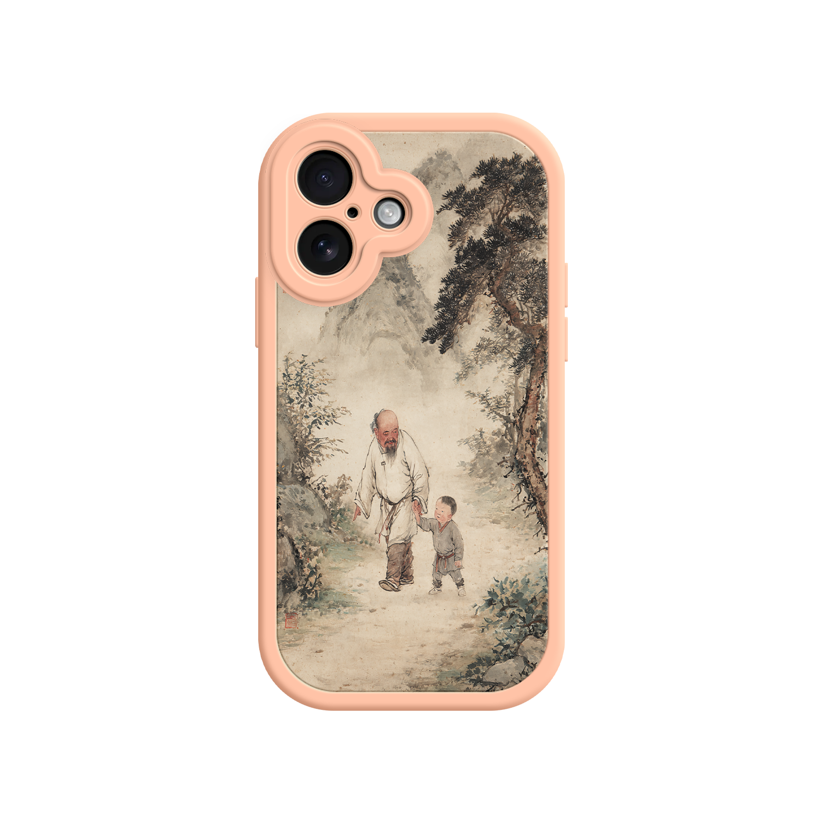 Landscape phone case with Chinese art and calligraphy