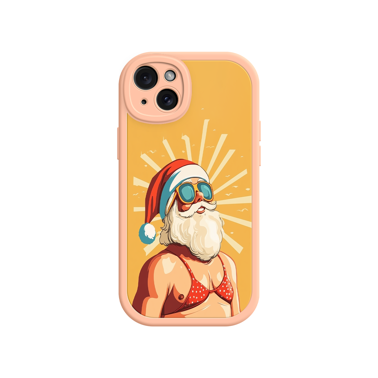 Santa Claus phone case in summer outfit and goggles