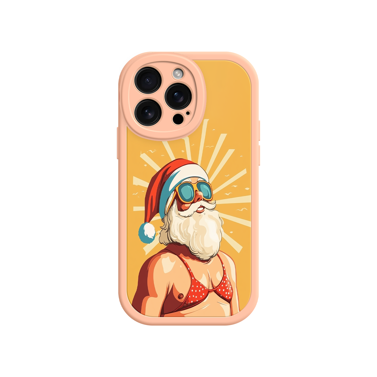 Red polka-dot bikini Santa phone case for festive fun