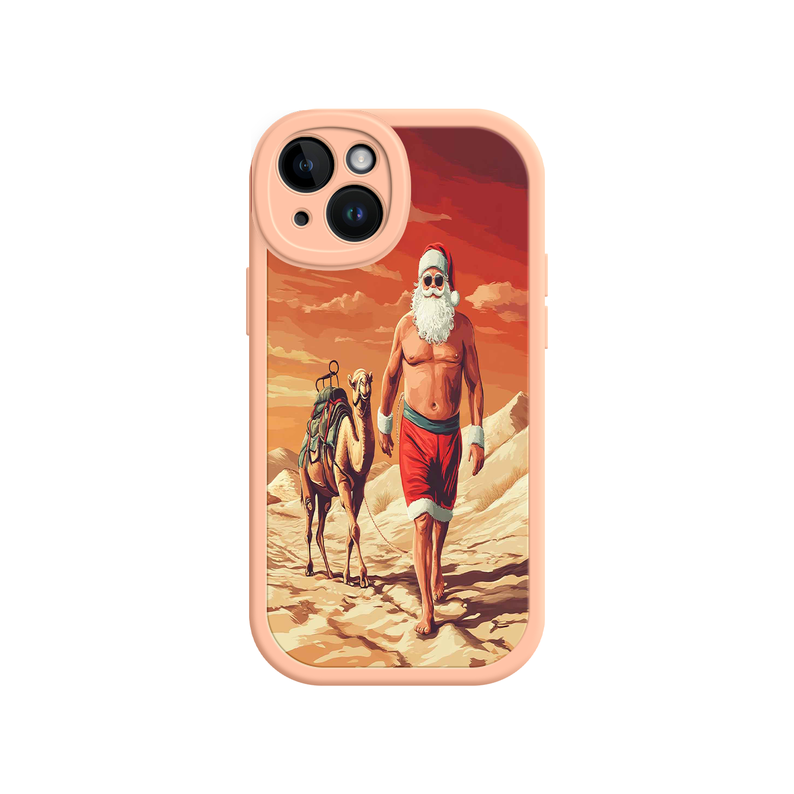 Desert Santa iPhone 17 Case – Funny Christmas Design, Muscular Santa & Camel, Holiday Heat Vibes