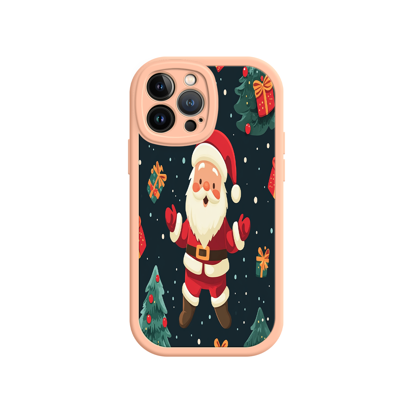 Festive Santa iPhone 17 Case – Christmas Holiday Design, Jolly Santa Claus, Gift Boxes & Trees