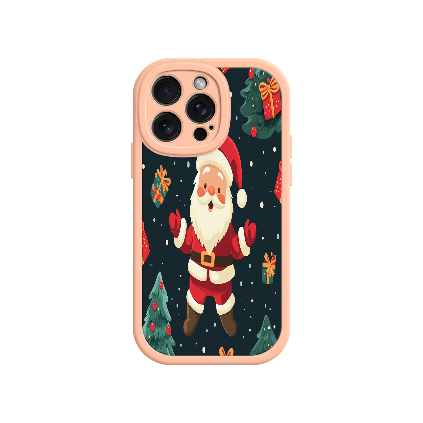 Festive Santa iPhone 17 Case – Christmas Holiday Design, Jolly Santa Claus, Gift Boxes & Trees