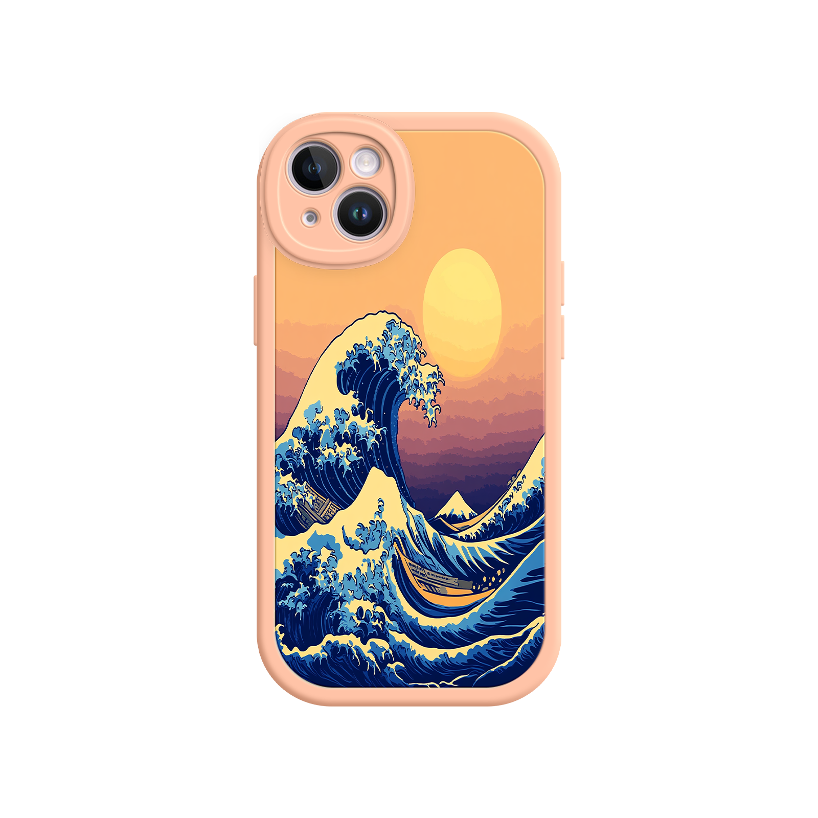 Great Wave Sunset iPhone Case – Japanese Art with Ocean & Mountain Design