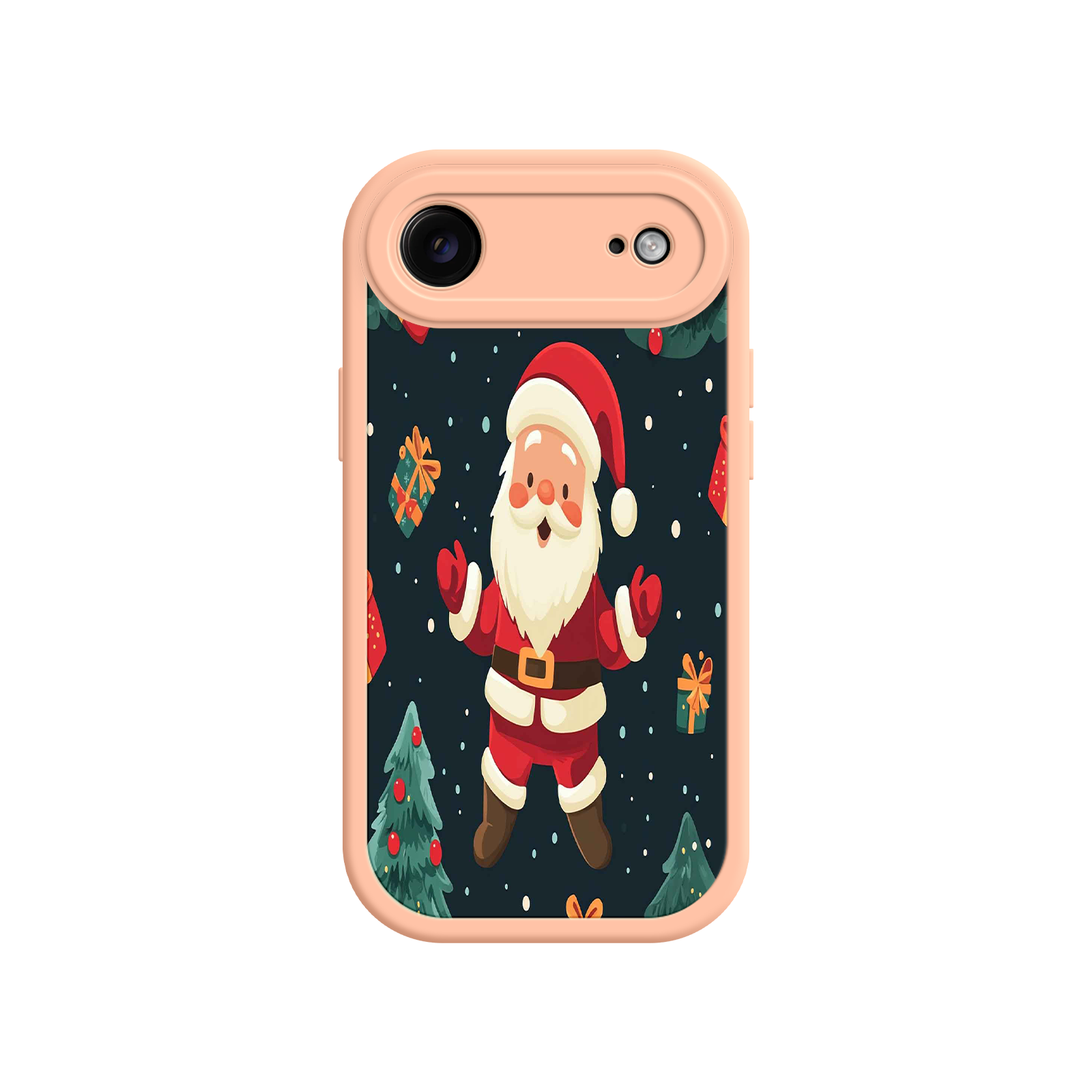 Festive Santa iPhone 17 Case – Christmas Holiday Design, Jolly Santa Claus, Gift Boxes & Trees