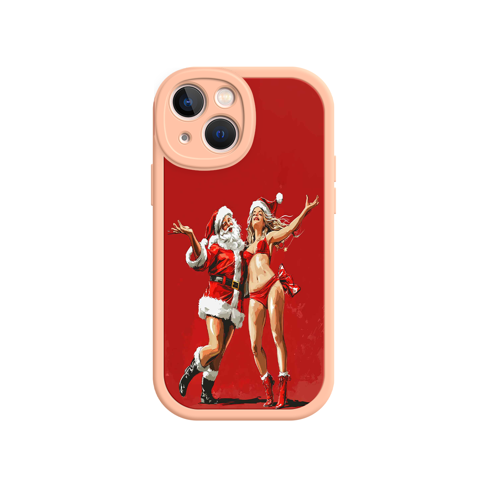 Merry & Flirty iPhone 17 Case – Fun Christmas Couple, Bold Red Festive Design, Santa & Sexy Santa Girl