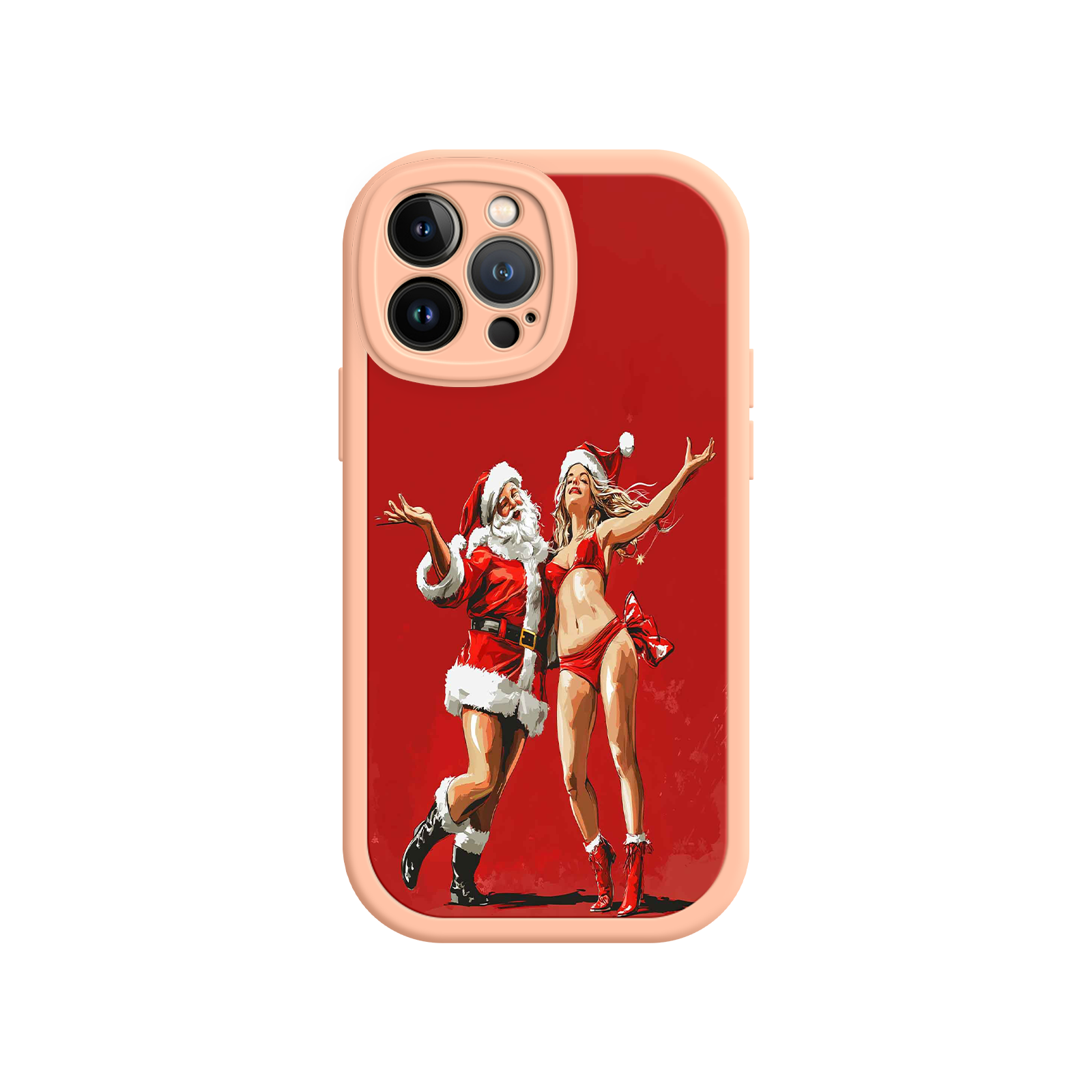 Merry & Flirty iPhone 17 Case – Fun Christmas Couple, Bold Red Festive Design, Santa & Sexy Santa Girl