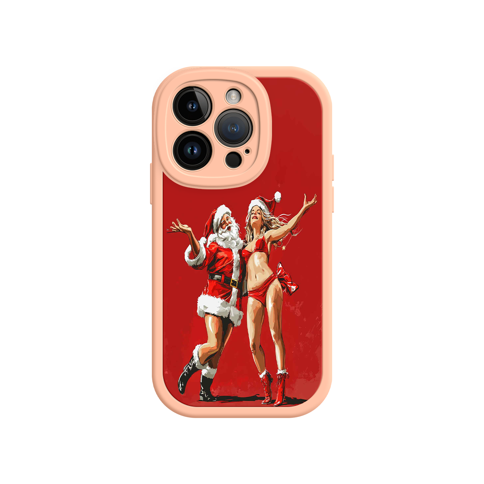 Merry & Flirty iPhone 17 Case – Fun Christmas Couple, Bold Red Festive Design, Santa & Sexy Santa Girl