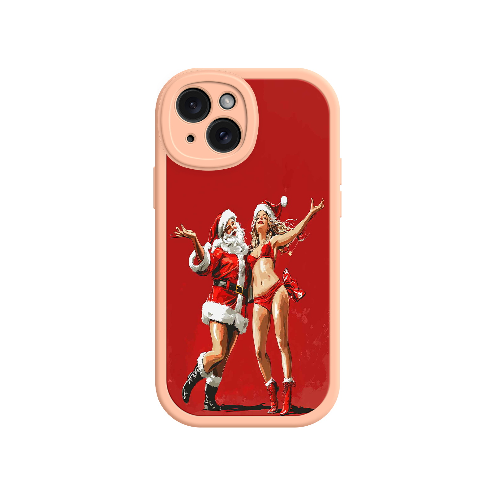 Merry & Flirty iPhone 17 Case – Fun Christmas Couple, Bold Red Festive Design, Santa & Sexy Santa Girl