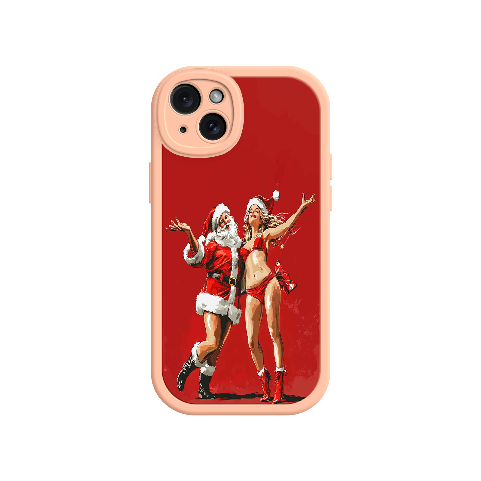 Merry & Flirty iPhone 17 Case – Fun Christmas Couple, Bold Red Festive Design, Santa & Sexy Santa Girl