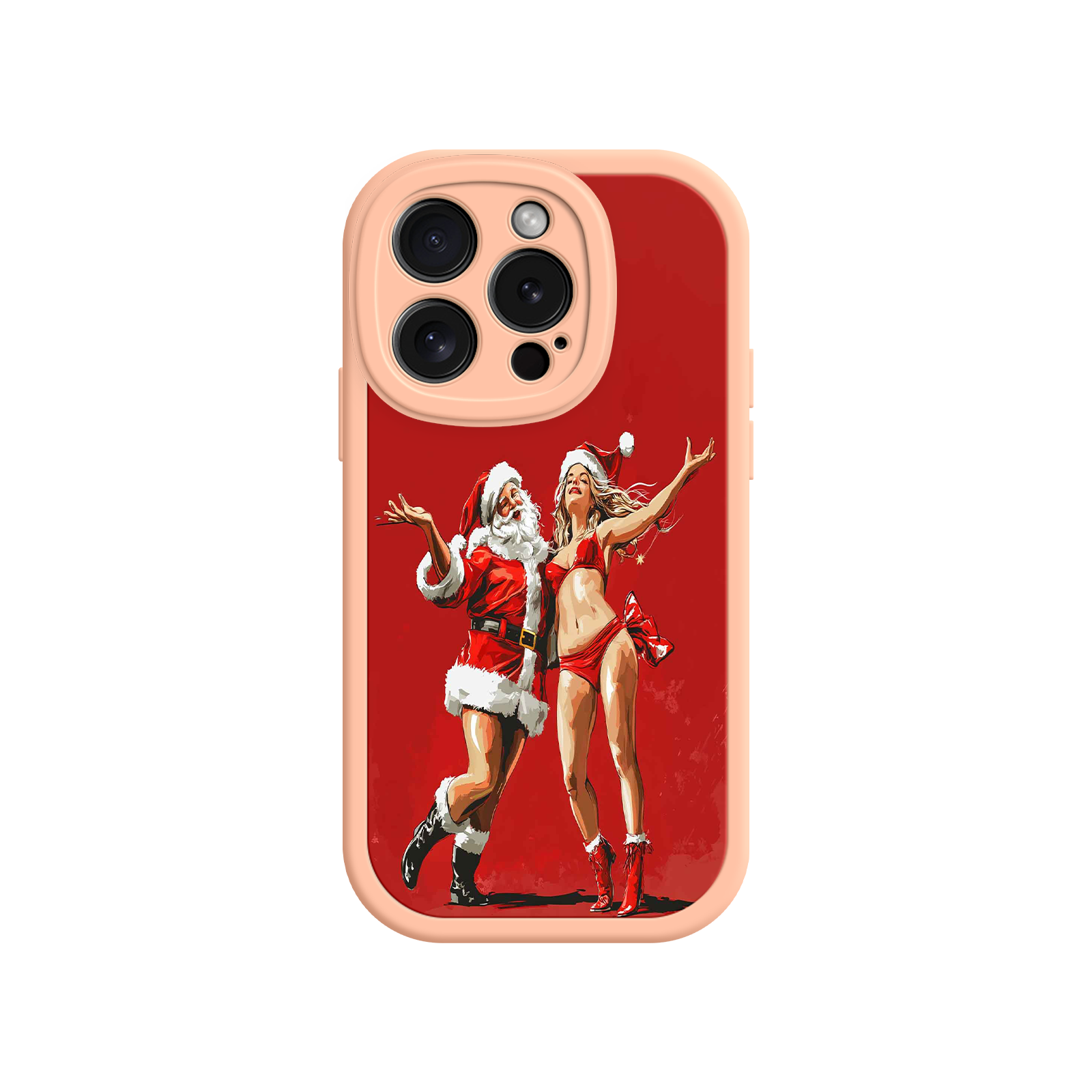 Merry & Flirty iPhone 17 Case – Fun Christmas Couple, Bold Red Festive Design, Santa & Sexy Santa Girl