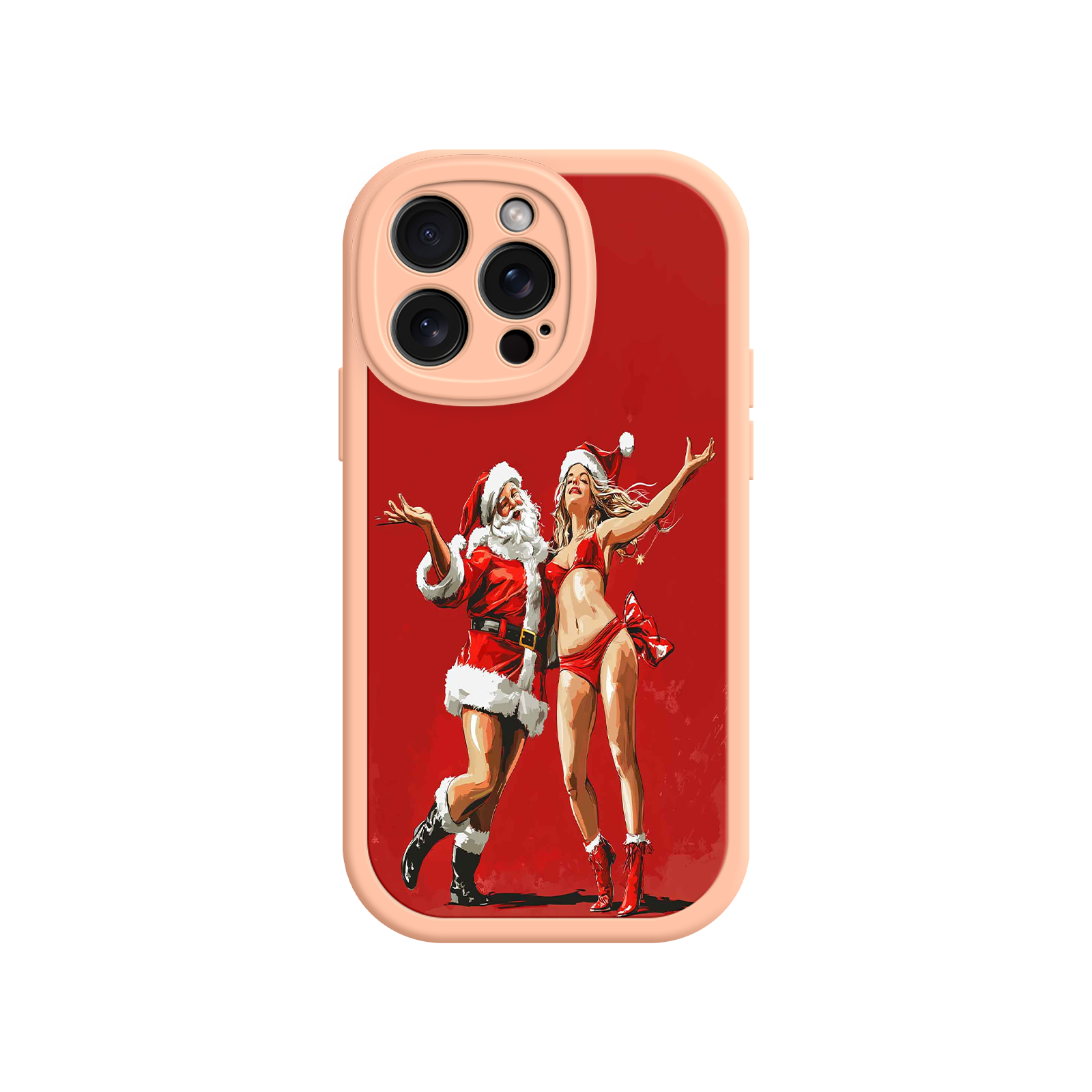 Merry & Flirty iPhone 17 Case – Fun Christmas Couple, Bold Red Festive Design, Santa & Sexy Santa Girl