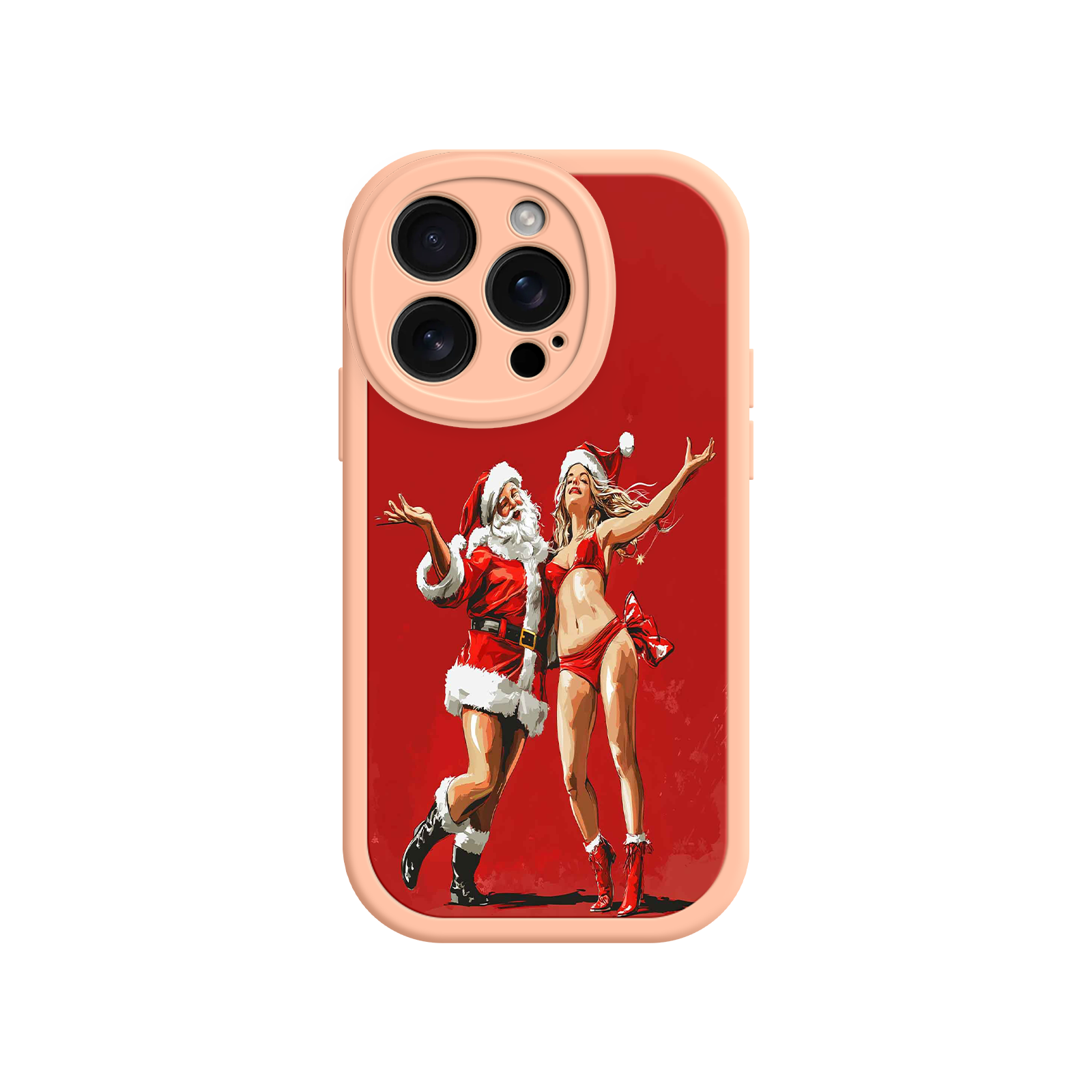 Merry & Flirty iPhone 17 Case – Fun Christmas Couple, Bold Red Festive Design, Santa & Sexy Santa Girl