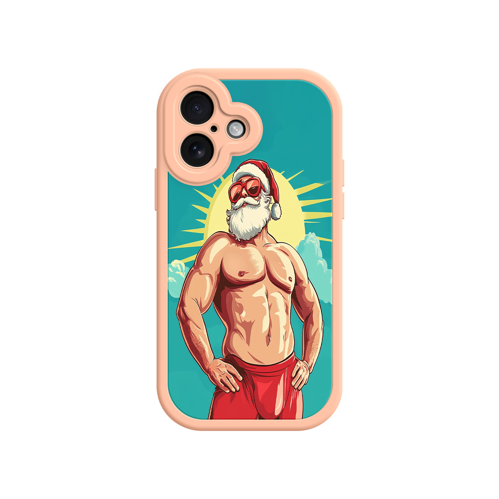 iPhone case with festive cartoon-style Santa