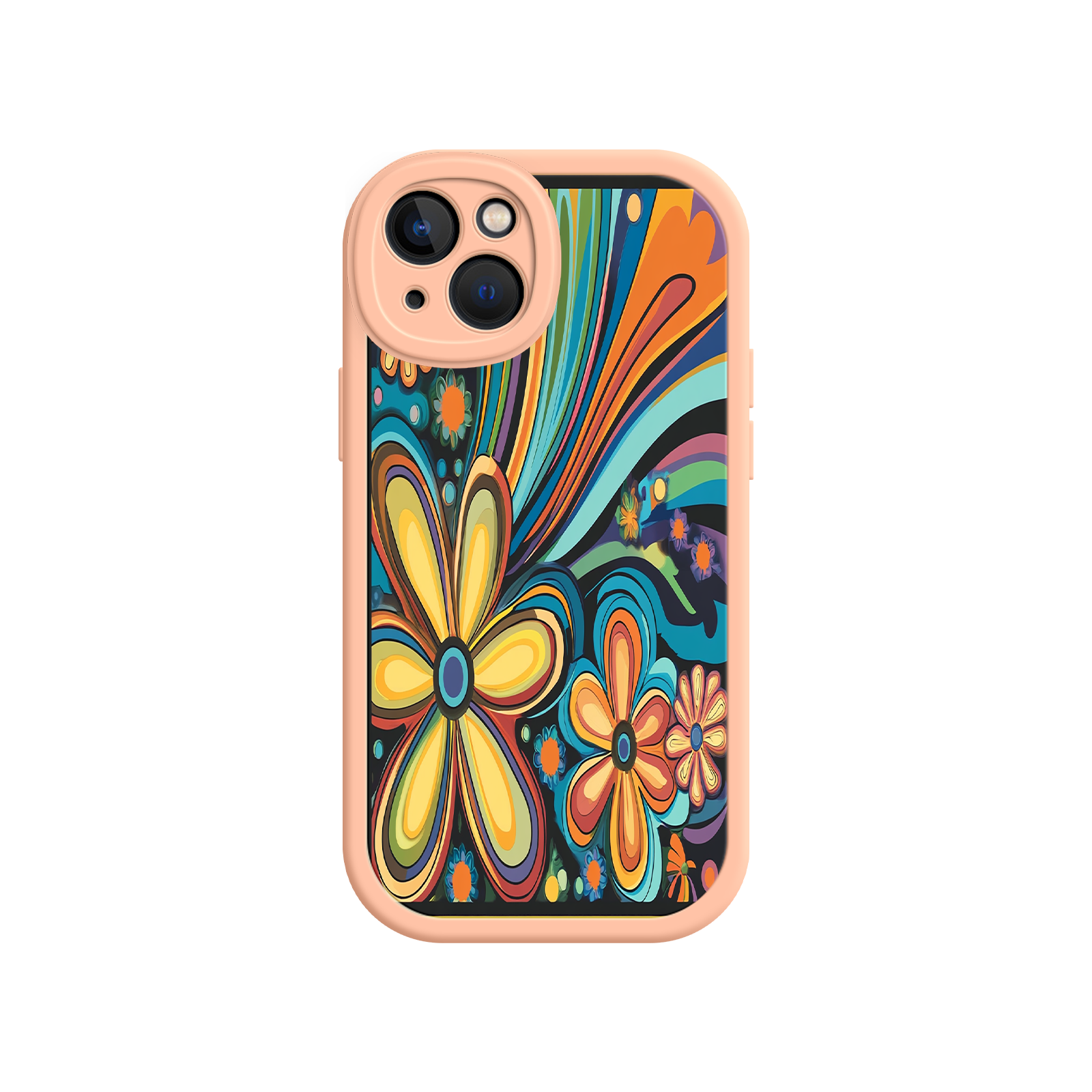 Psychedelic Floral iPhone 17 Case – Hippie Flower Power Design, 60s 70s Retro Vibes, Groovy Swirls