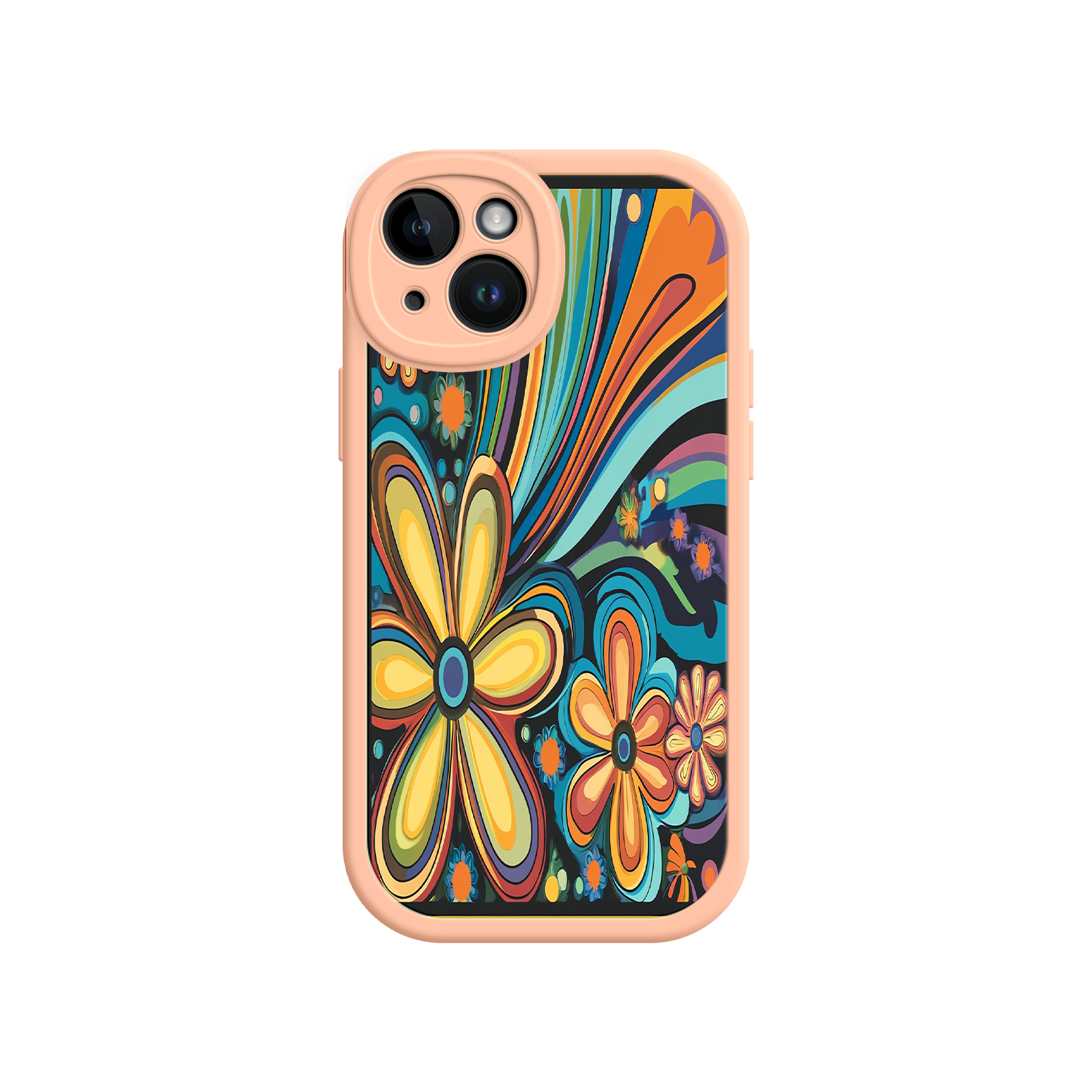 Psychedelic Floral iPhone 17 Case – Hippie Flower Power Design, 60s 70s Retro Vibes, Groovy Swirls
