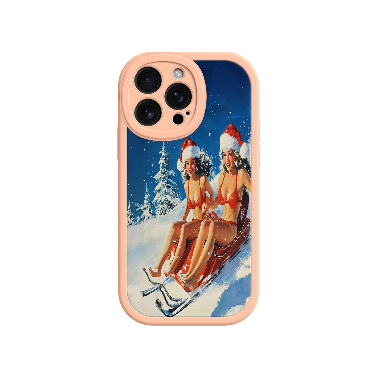 Santa Bikini Sled iPhone 17 Case – Funny Christmas Design, Sexy Holiday Vibes, Winter Wonderland Art