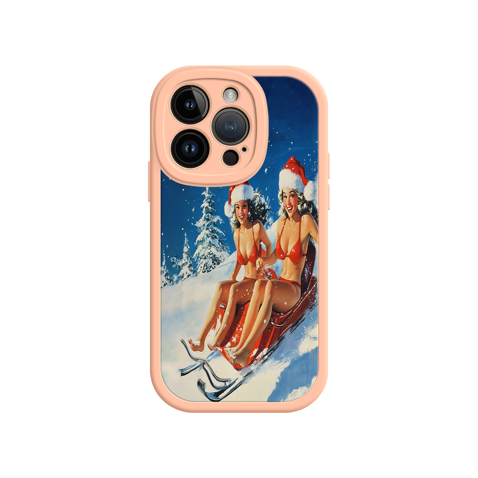 Santa Bikini Sled iPhone 17 Case – Funny Christmas Design, Sexy Holiday Vibes, Winter Wonderland Art