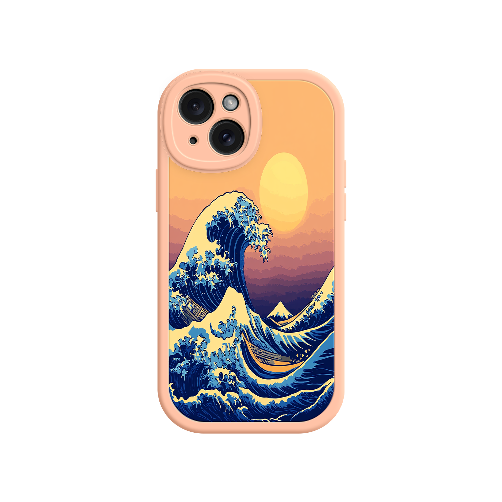 Great Wave Sunset iPhone Case – Japanese Art with Ocean & Mountain Design