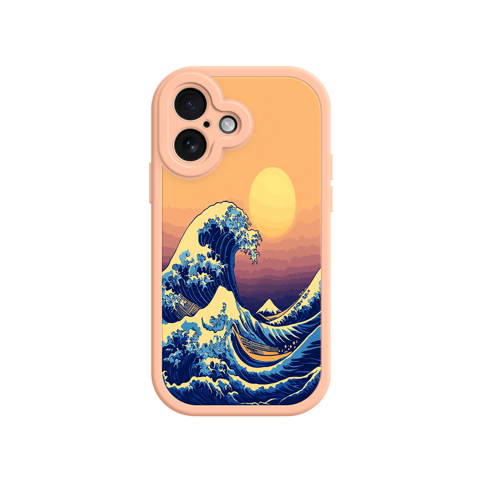 Great Wave Sunset iPhone Case – Japanese Art with Ocean & Mountain Design