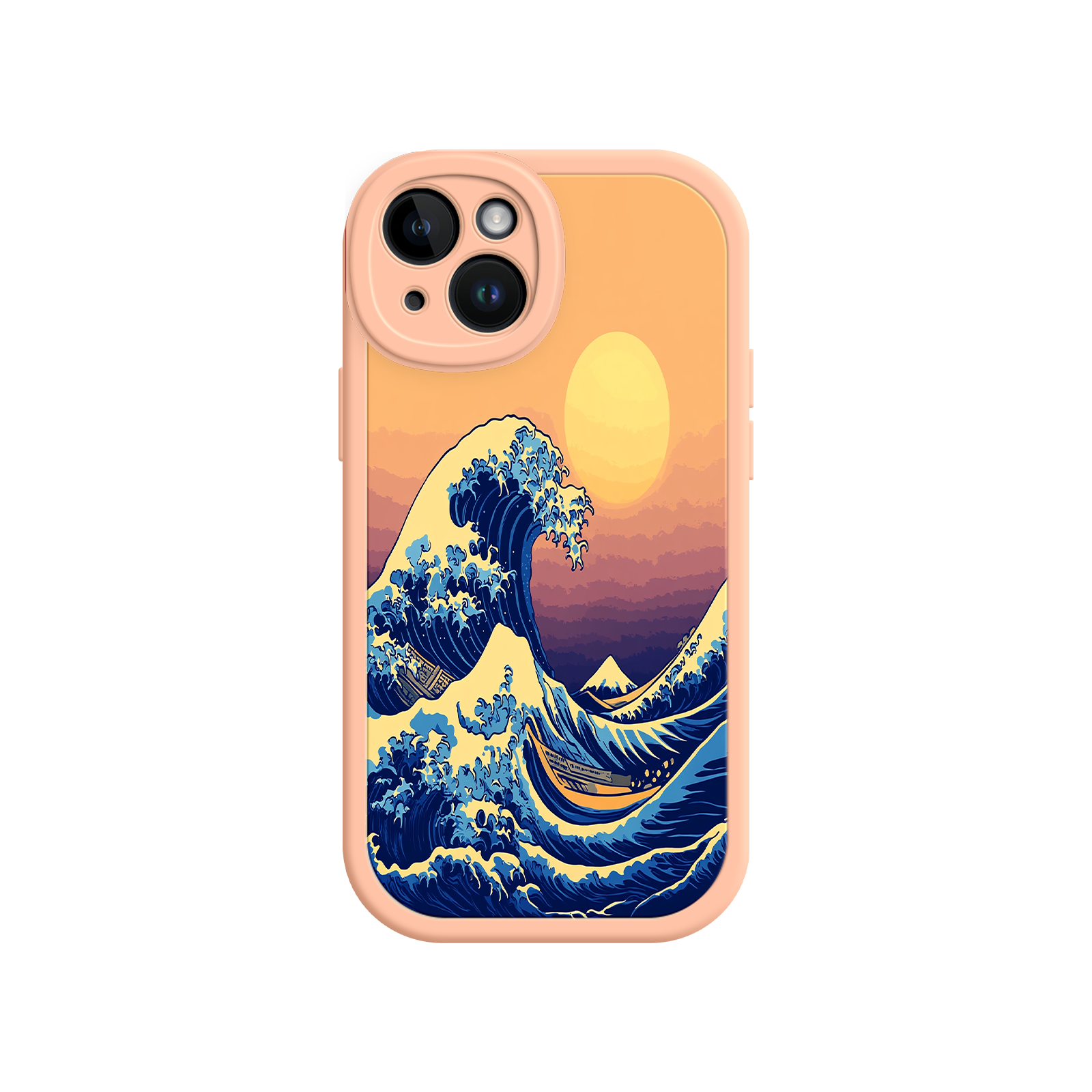 Great Wave Sunset iPhone Case – Japanese Art with Ocean & Mountain Design