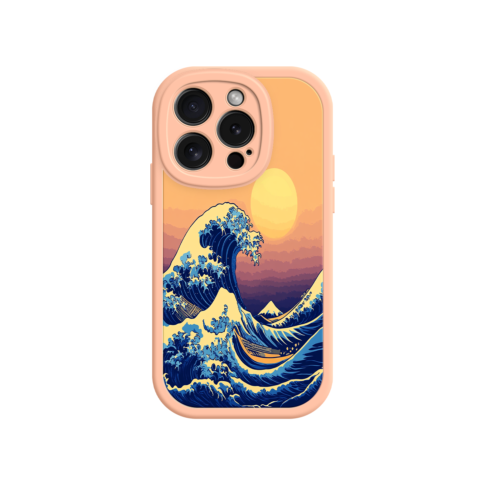 Great Wave Sunset iPhone Case – Japanese Art with Ocean & Mountain Design