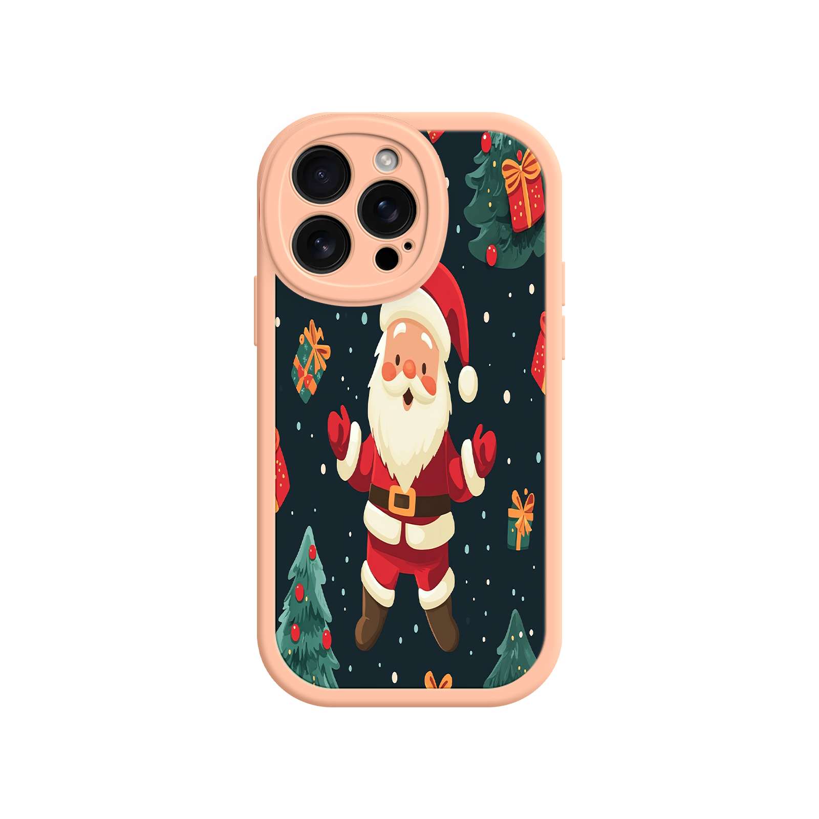 Festive Santa iPhone 17 Case – Christmas Holiday Design, Jolly Santa Claus, Gift Boxes & Trees