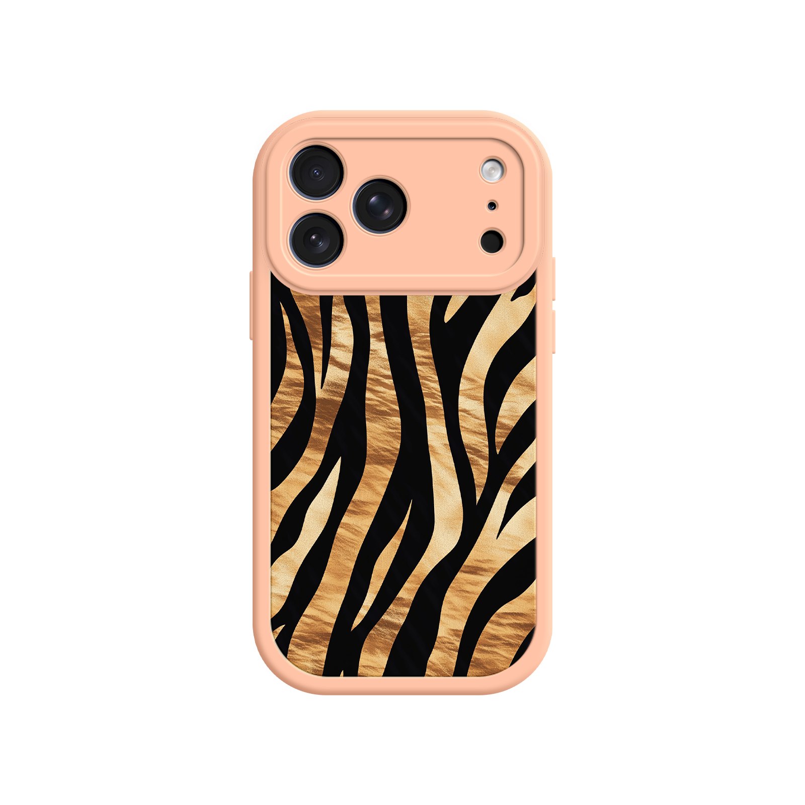 Tiger stripe phone case with green border accent