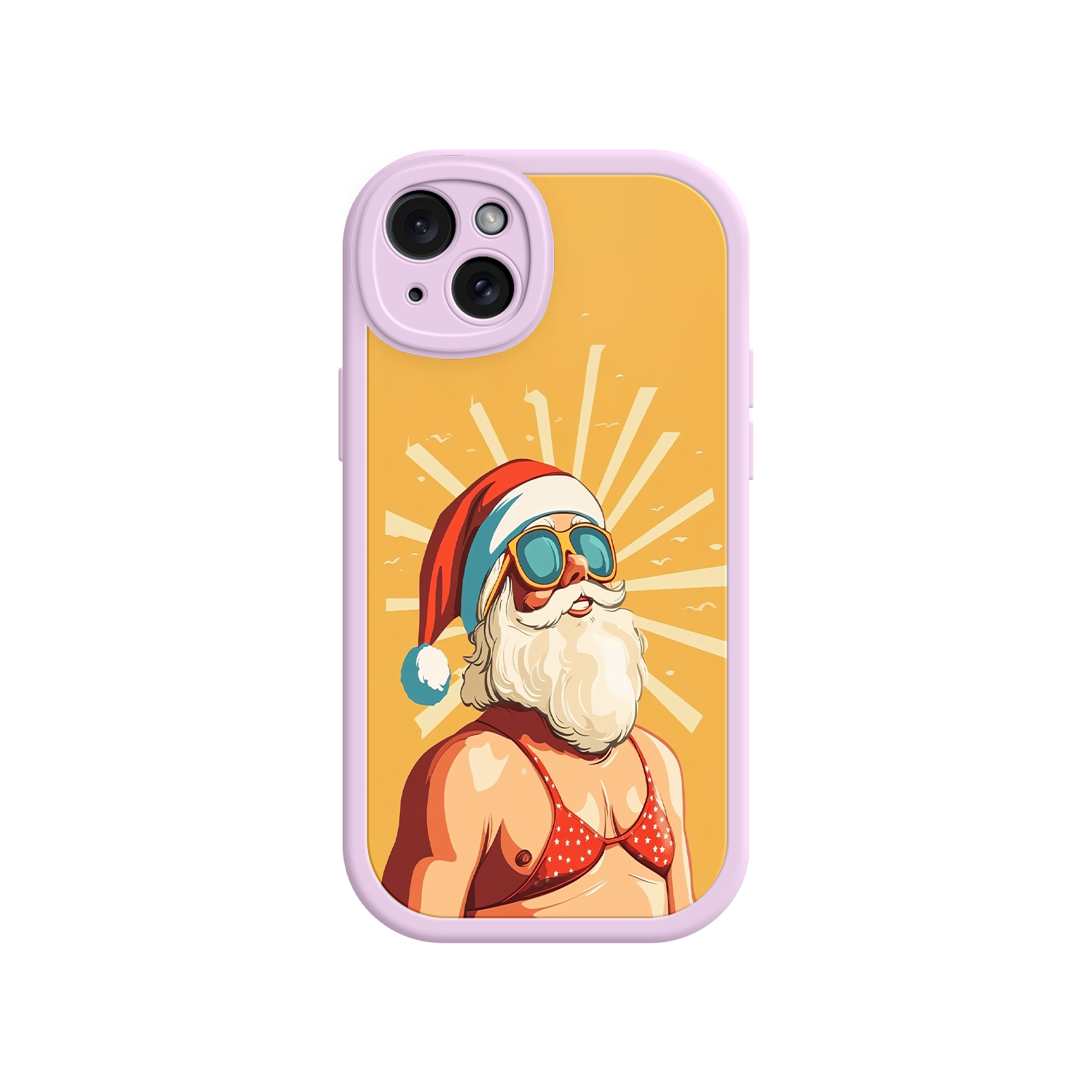 Santa phone case with red bikini and aviator goggles