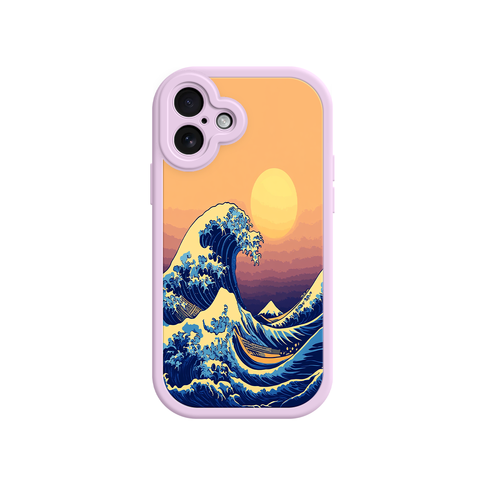 Great Wave Sunset iPhone Case – Japanese Art with Ocean & Mountain Design