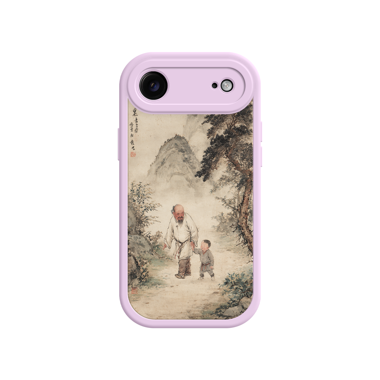 iPhone case with aged parchment-style artwork