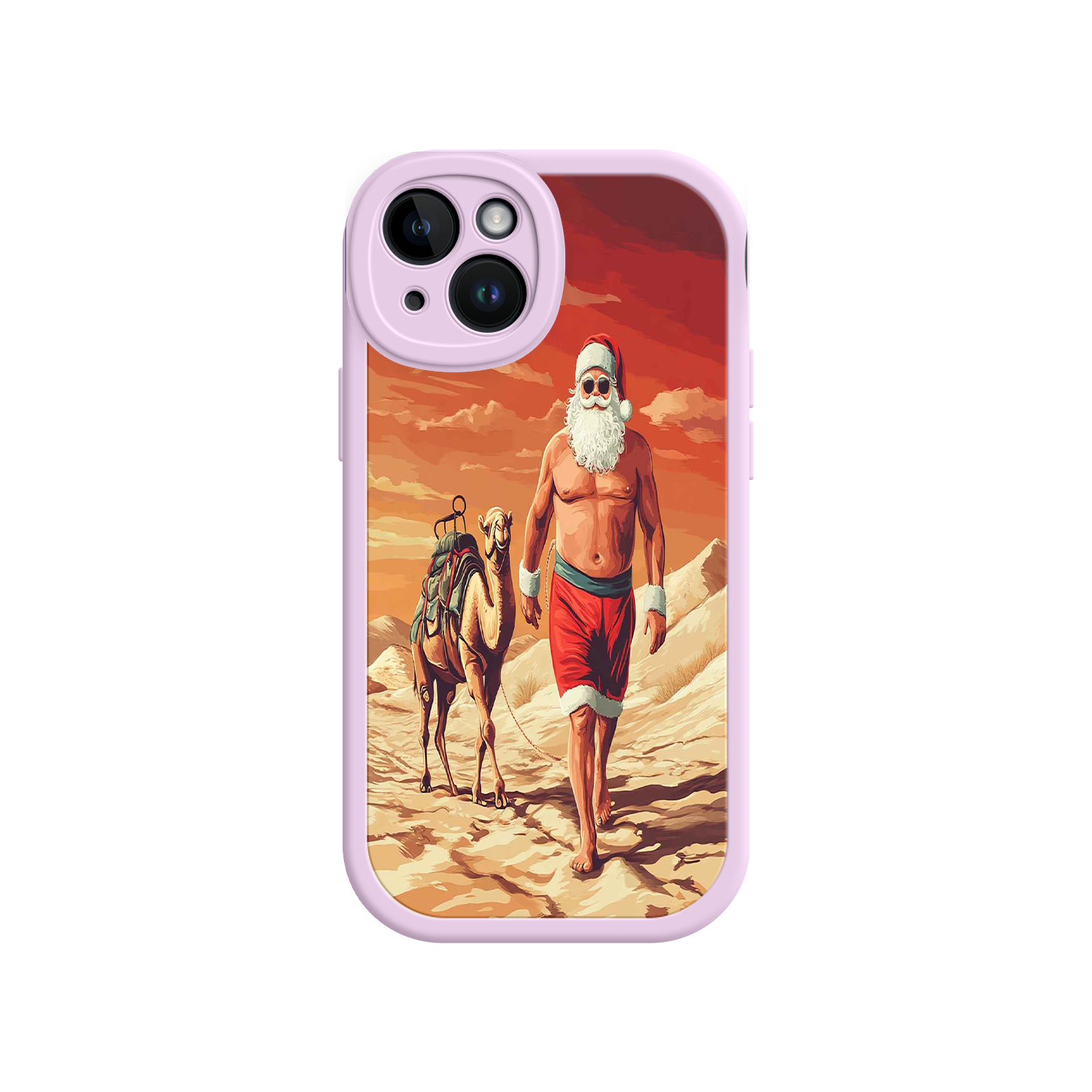 Desert Santa iPhone 17 Case – Funny Christmas Design, Muscular Santa & Camel, Holiday Heat Vibes