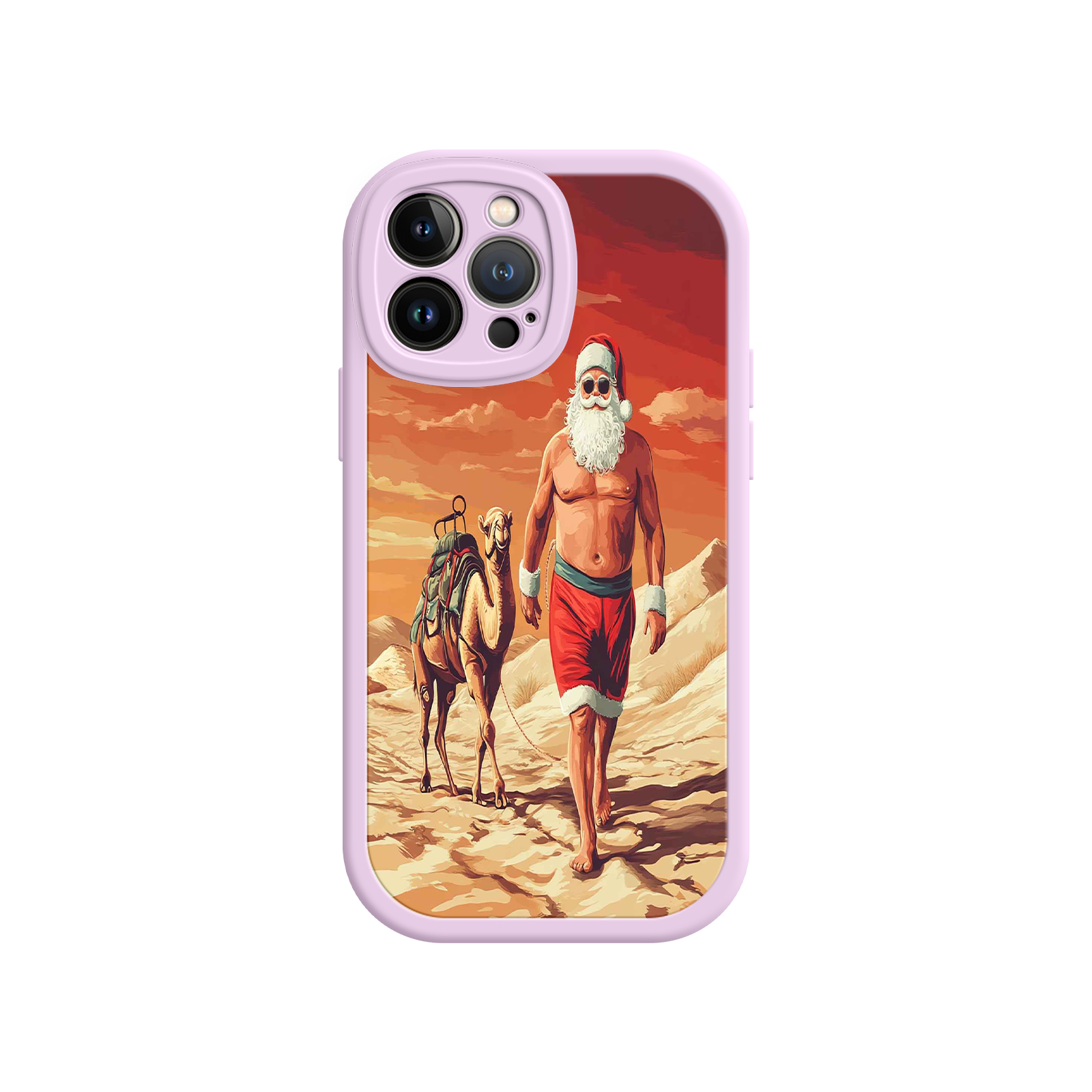 Desert Santa iPhone 17 Case – Funny Christmas Design, Muscular Santa & Camel, Holiday Heat Vibes
