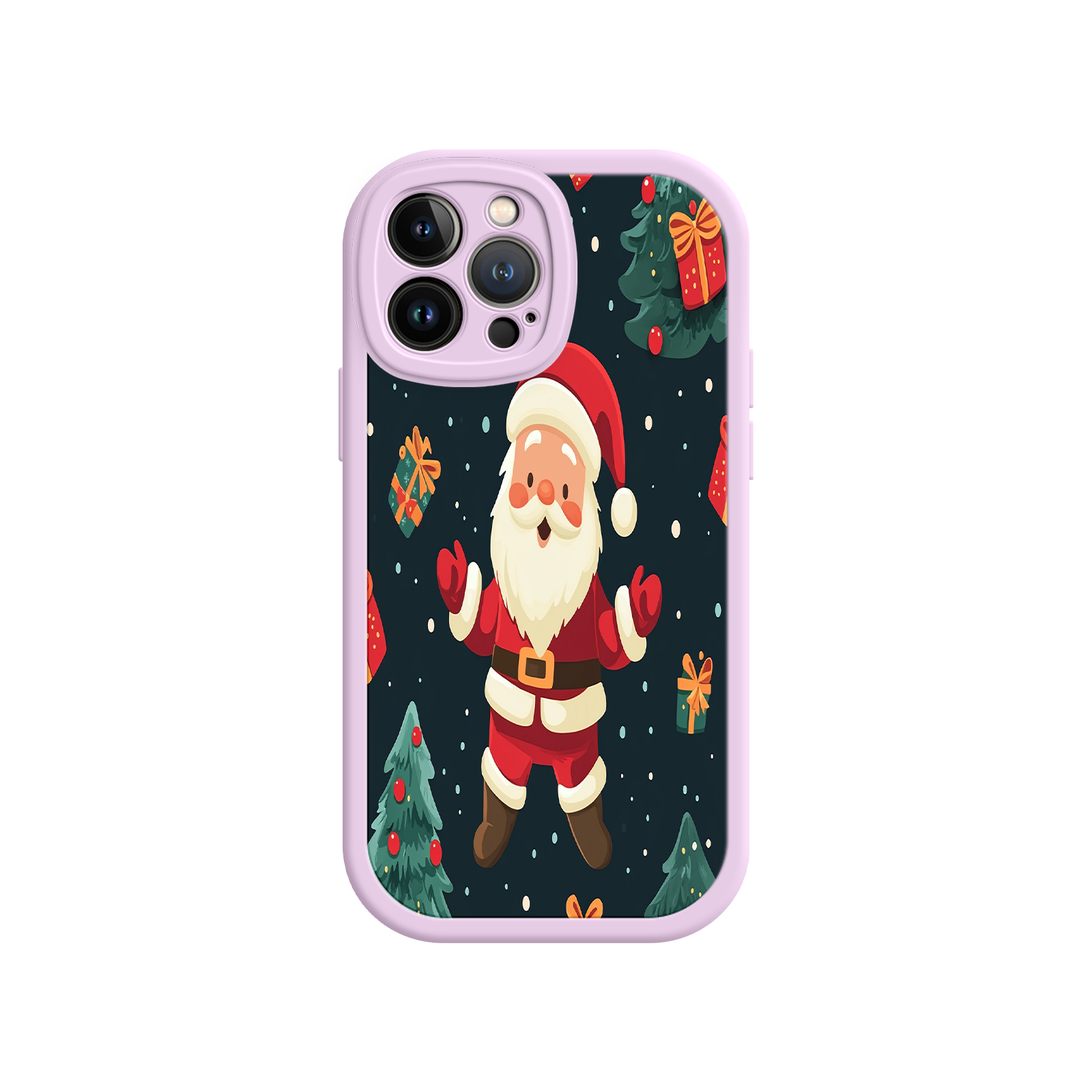 Festive Santa iPhone 17 Case – Christmas Holiday Design, Jolly Santa Claus, Gift Boxes & Trees