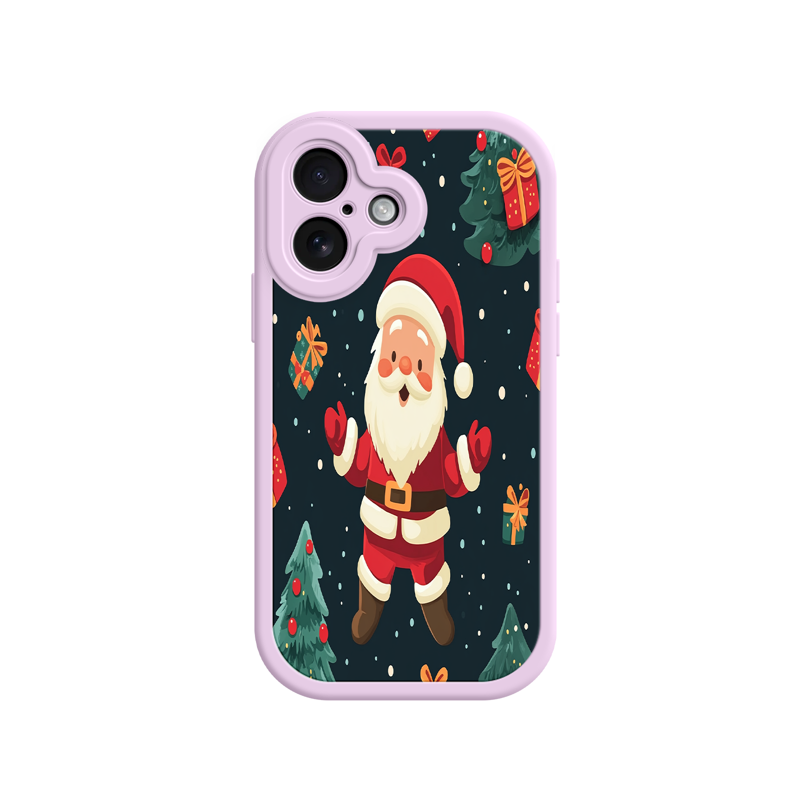 Festive Santa iPhone 17 Case – Christmas Holiday Design, Jolly Santa Claus, Gift Boxes & Trees