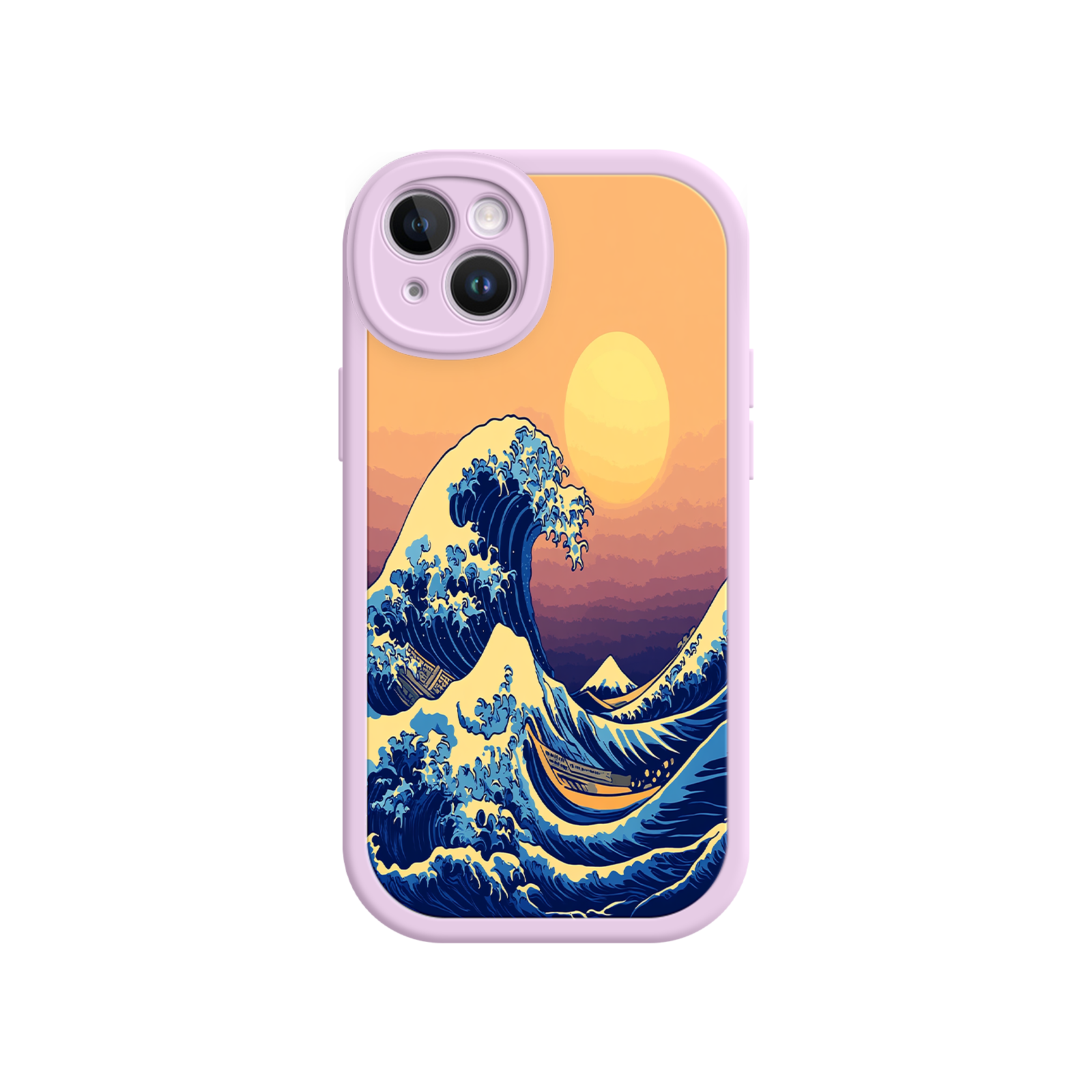 Great Wave Sunset iPhone Case – Japanese Art with Ocean & Mountain Design