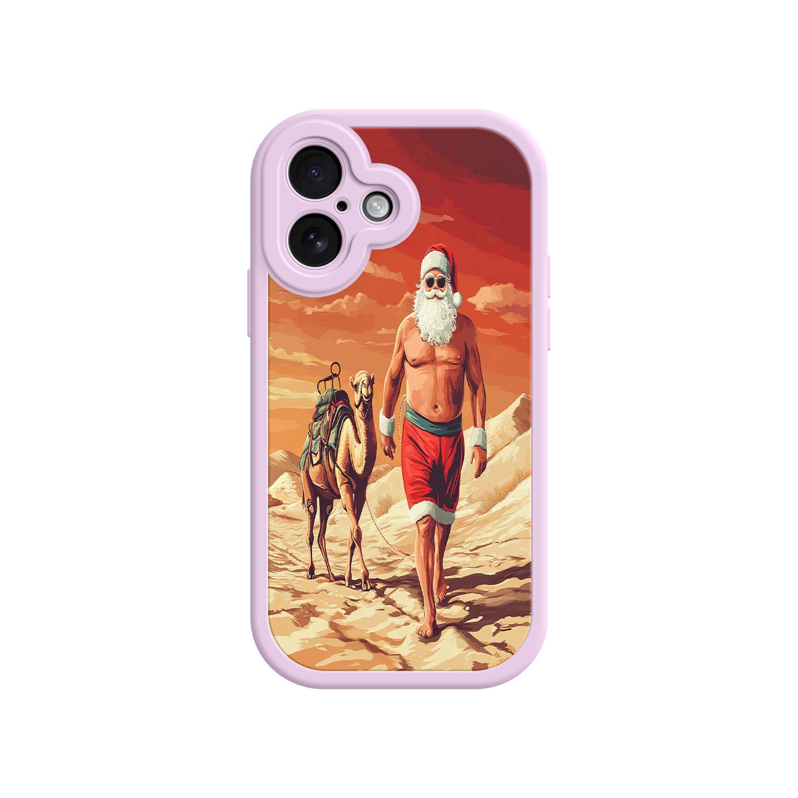 Desert Santa iPhone 17 Case – Funny Christmas Design, Muscular Santa & Camel, Holiday Heat Vibes