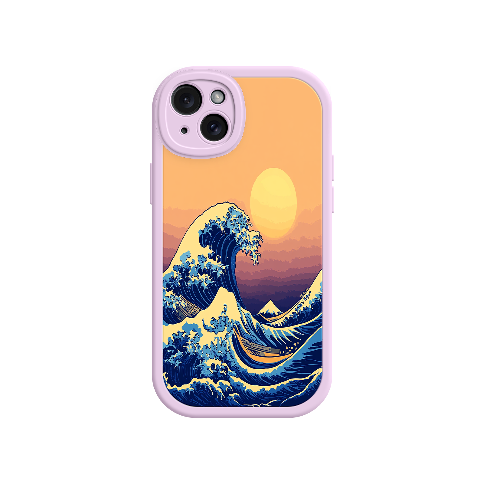 Great Wave Sunset iPhone Case – Japanese Art with Ocean & Mountain Design