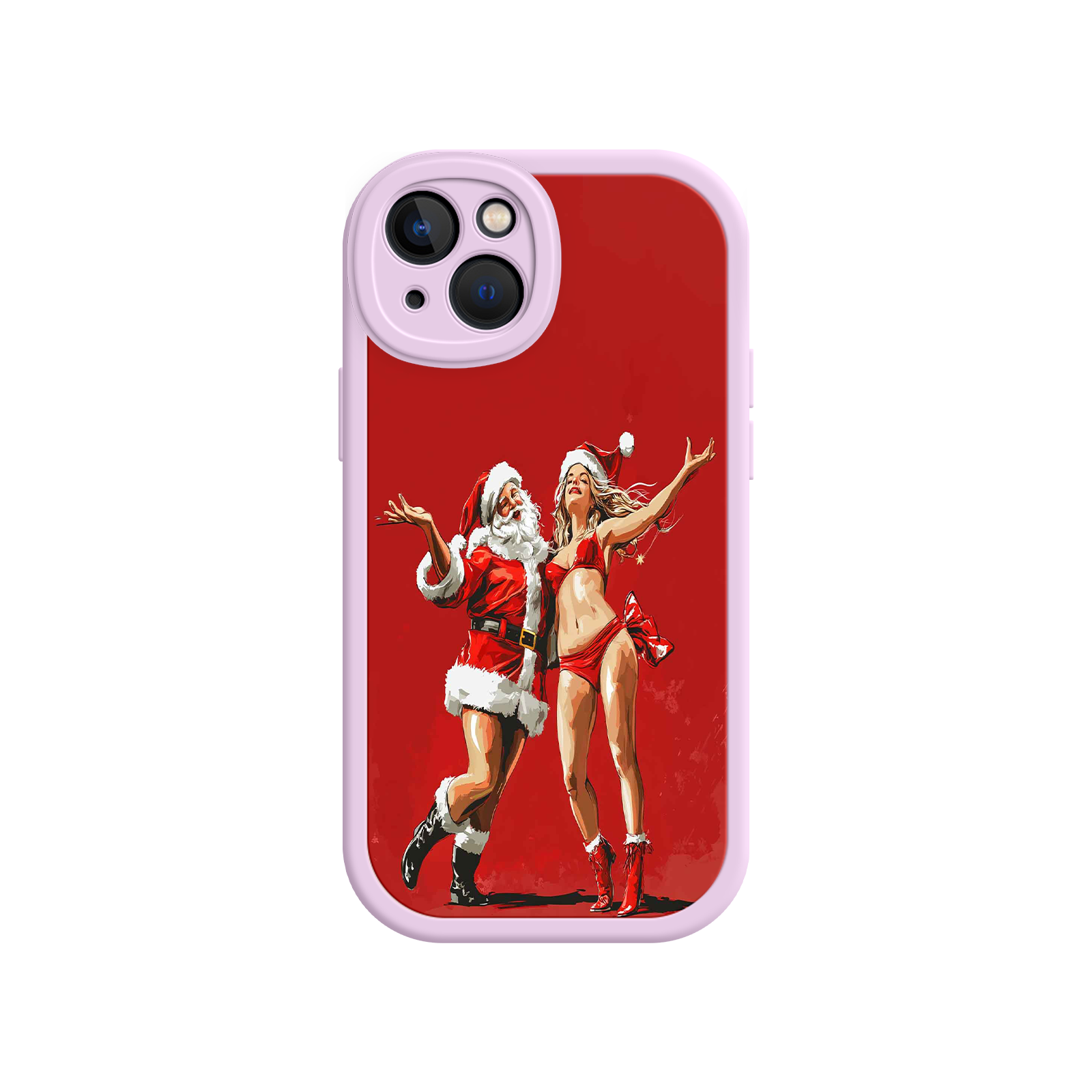 Merry & Flirty iPhone 17 Case – Fun Christmas Couple, Bold Red Festive Design, Santa & Sexy Santa Girl