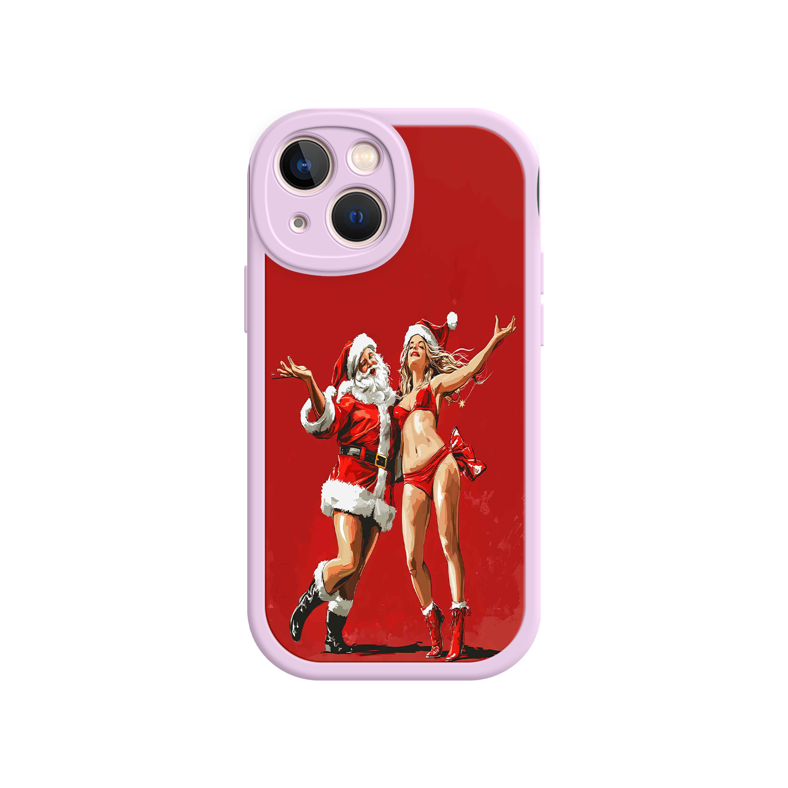 Merry & Flirty iPhone 17 Case – Fun Christmas Couple, Bold Red Festive Design, Santa & Sexy Santa Girl