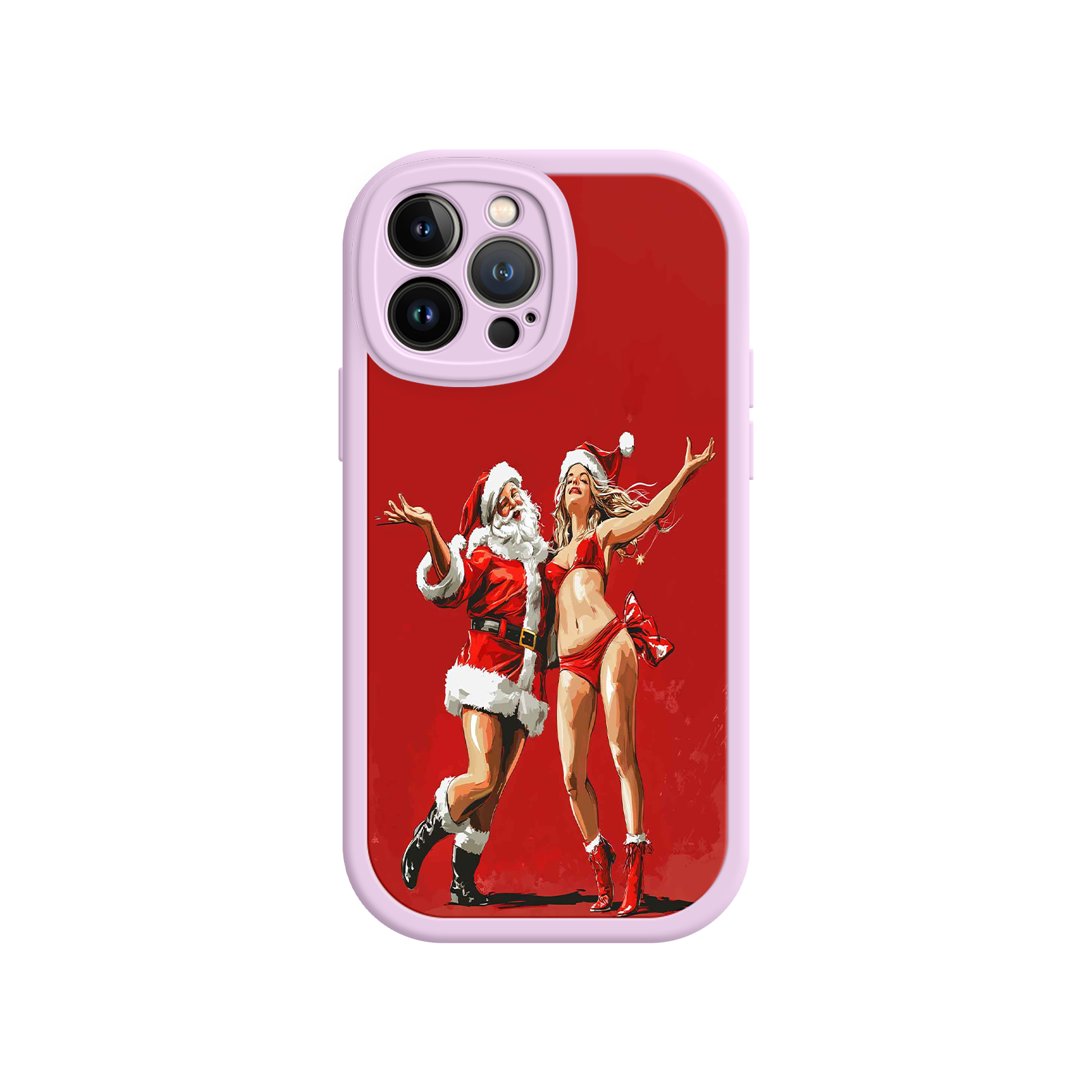 Merry & Flirty iPhone 17 Case – Fun Christmas Couple, Bold Red Festive Design, Santa & Sexy Santa Girl