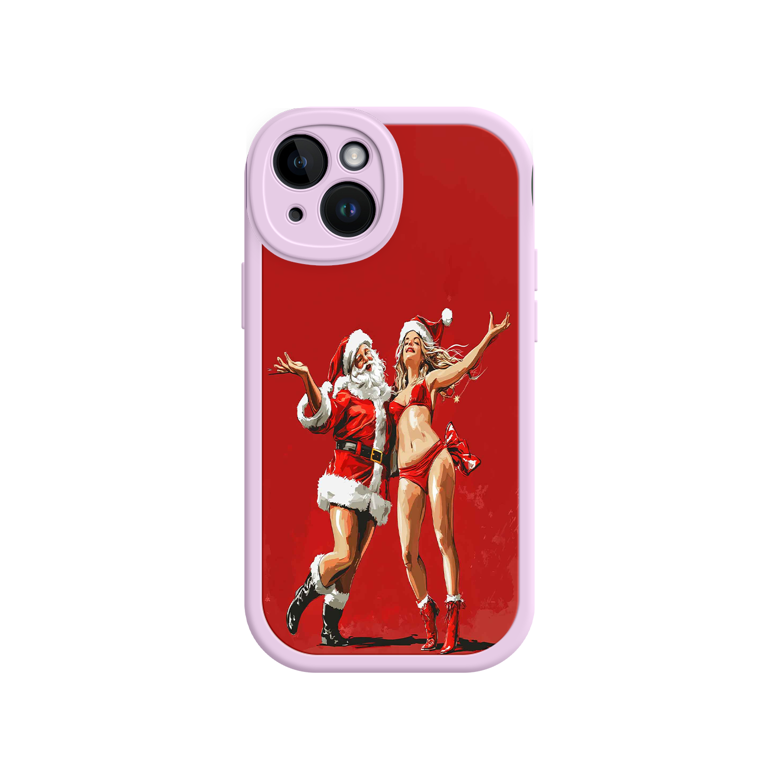 Merry & Flirty iPhone 17 Case – Fun Christmas Couple, Bold Red Festive Design, Santa & Sexy Santa Girl