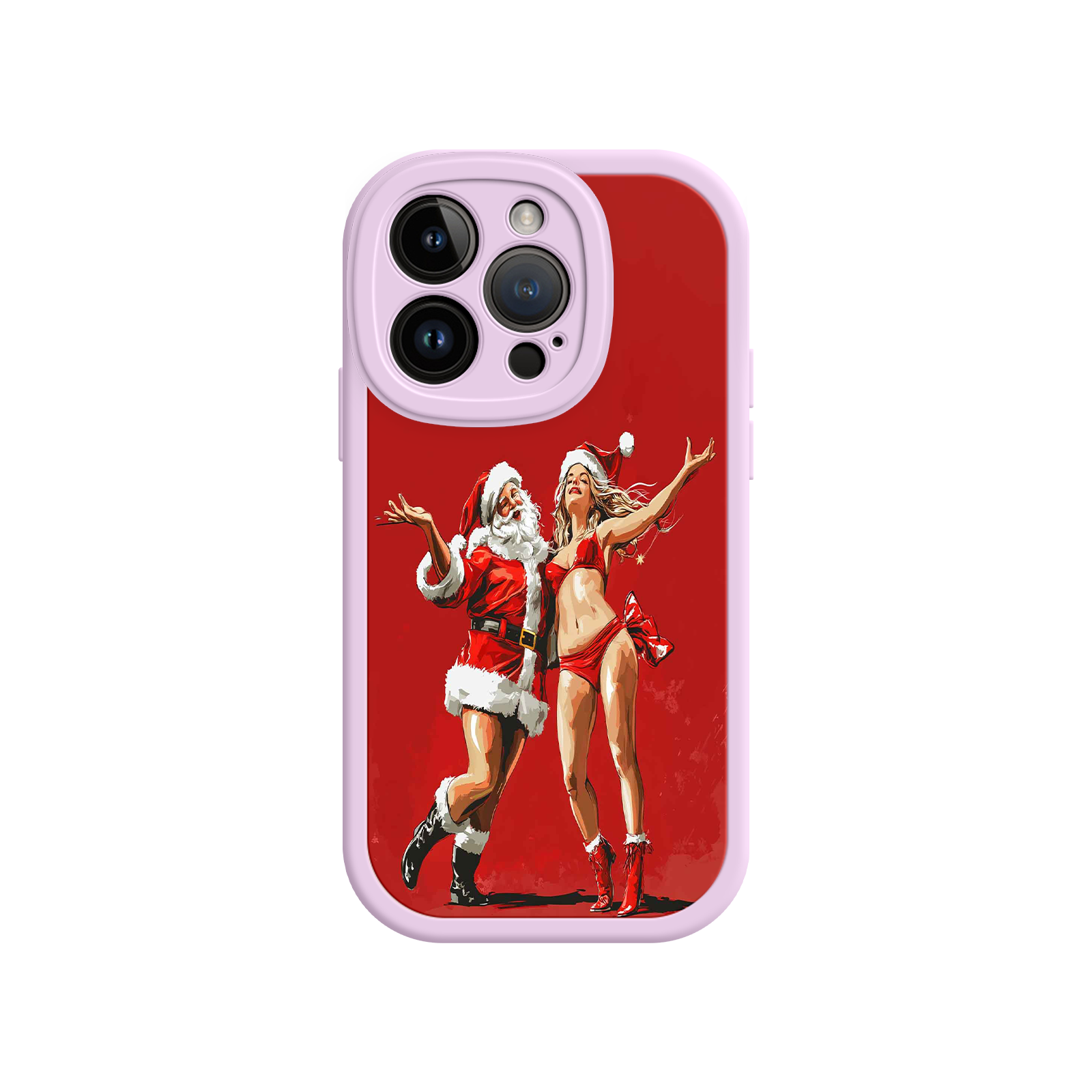 Merry & Flirty iPhone 17 Case – Fun Christmas Couple, Bold Red Festive Design, Santa & Sexy Santa Girl