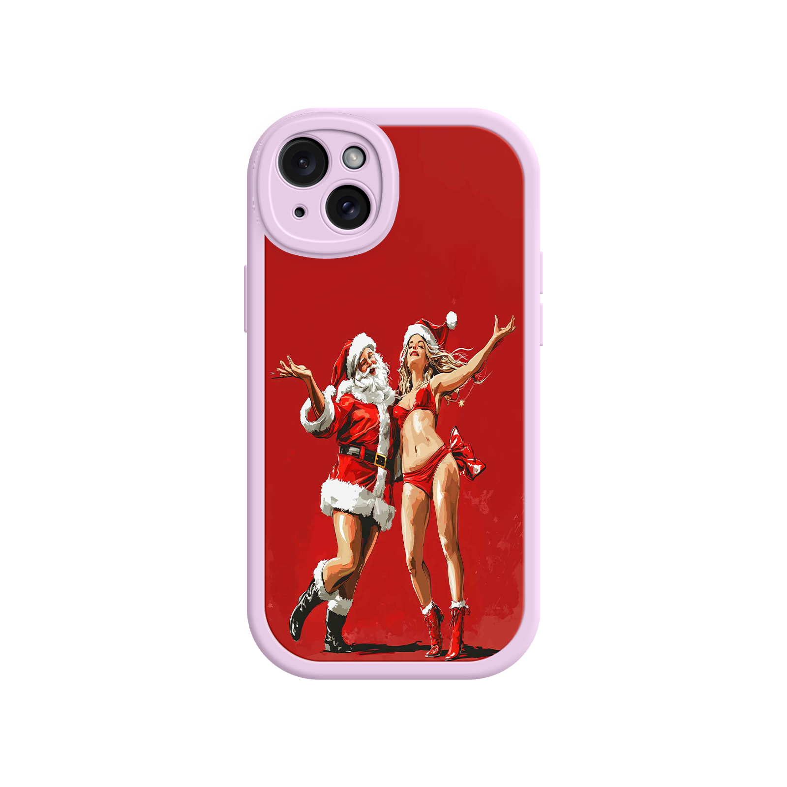 Merry & Flirty iPhone 17 Case – Fun Christmas Couple, Bold Red Festive Design, Santa & Sexy Santa Girl