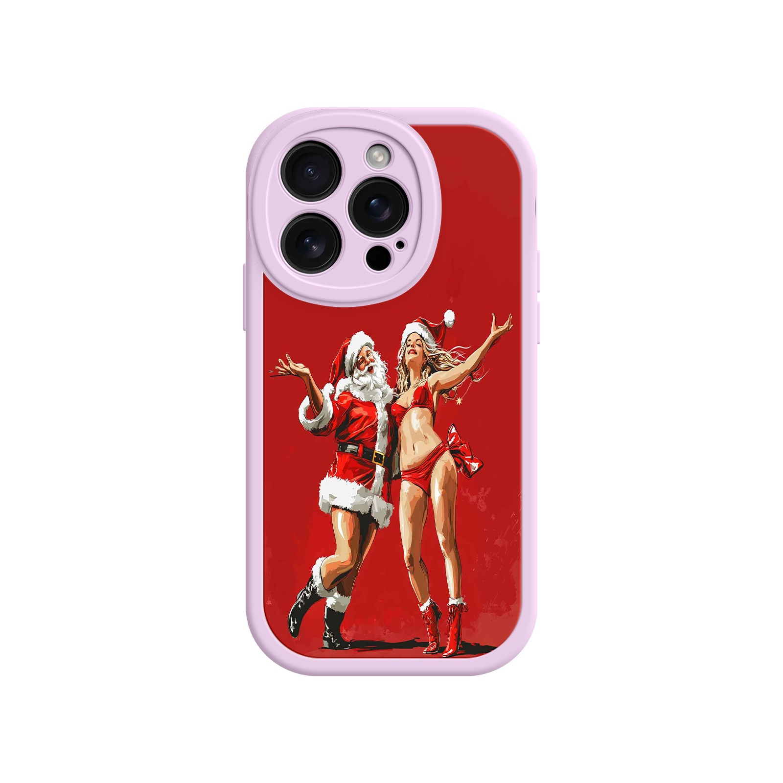 Merry & Flirty iPhone 17 Case – Fun Christmas Couple, Bold Red Festive Design, Santa & Sexy Santa Girl