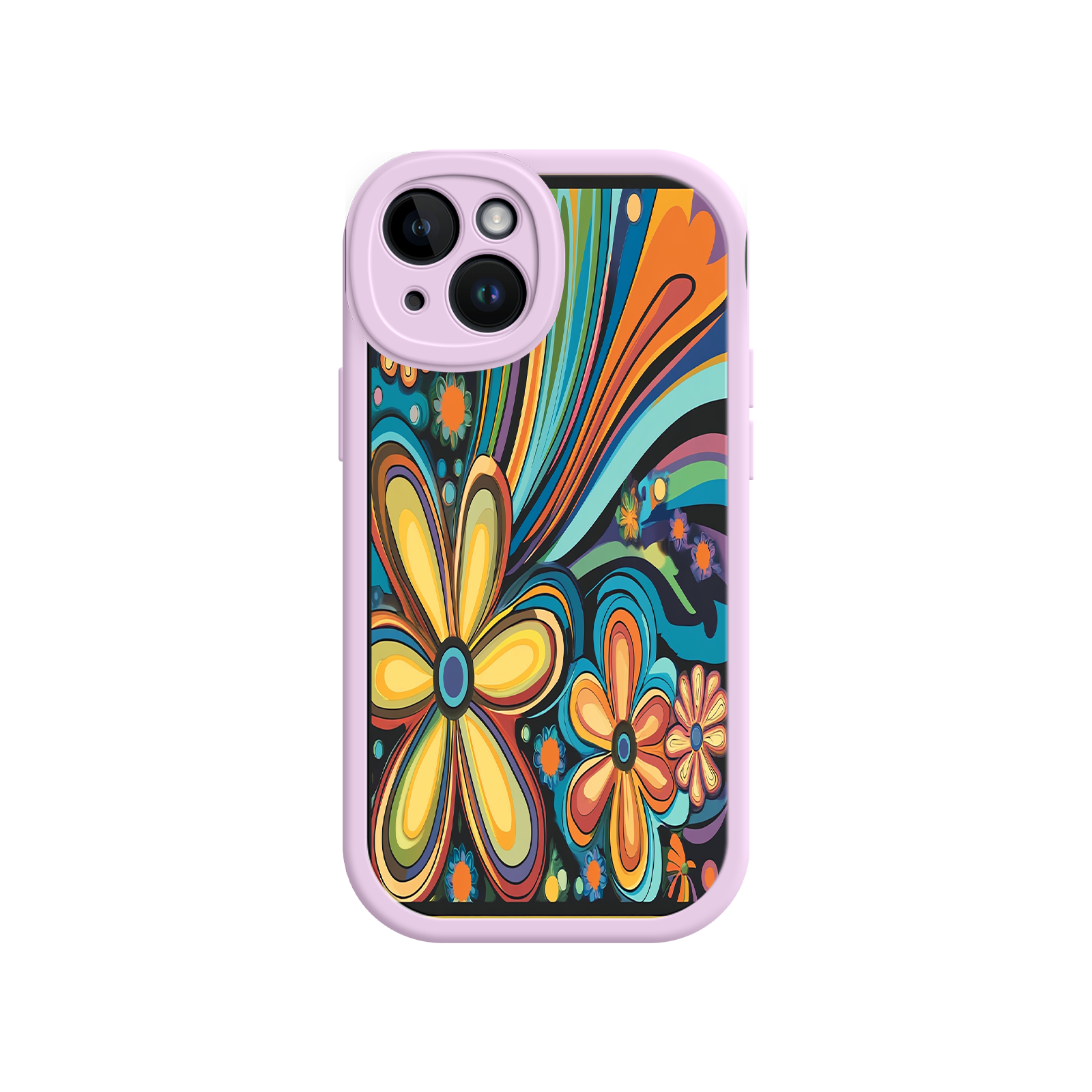 Psychedelic Floral iPhone 17 Case – Hippie Flower Power Design, 60s 70s Retro Vibes, Groovy Swirls