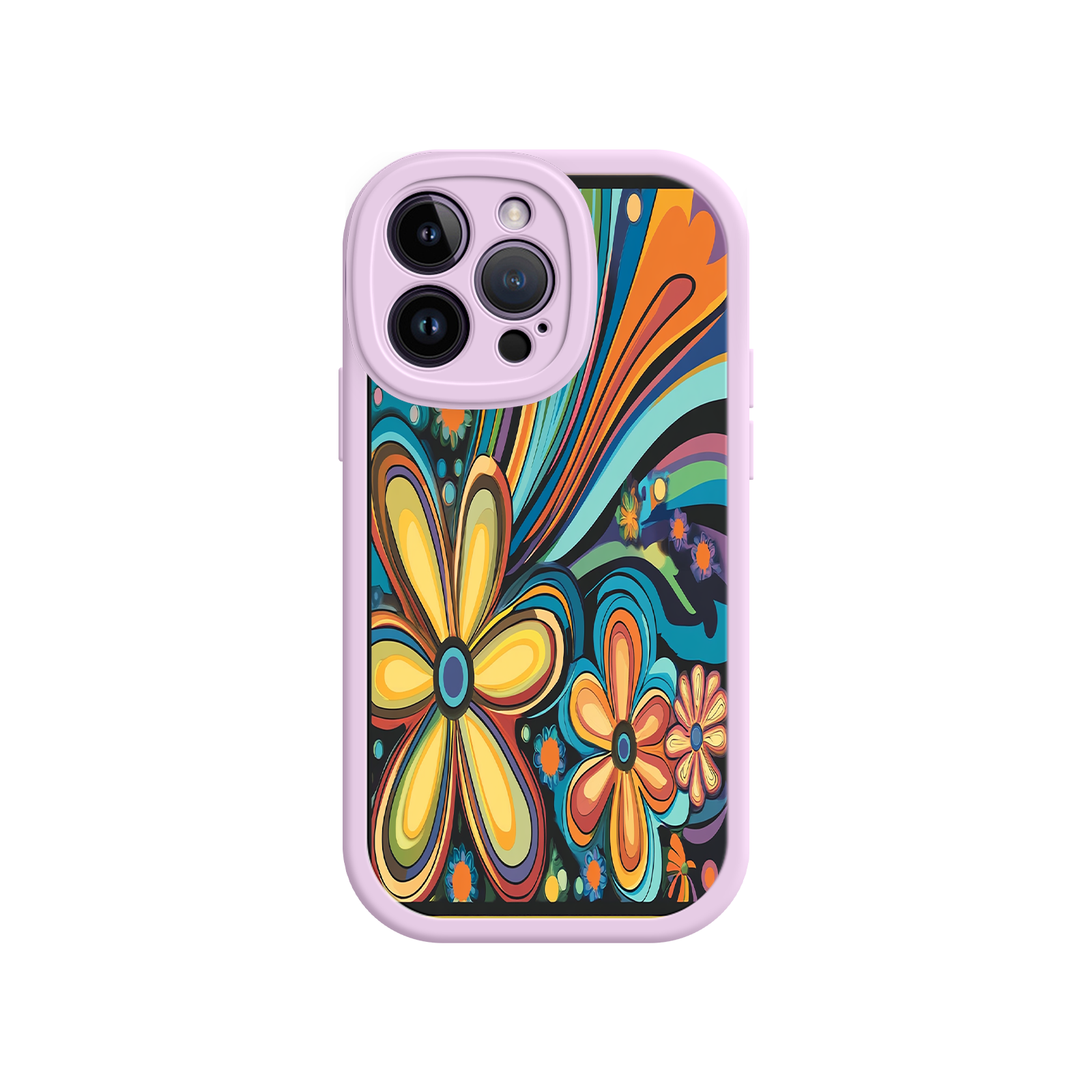 Psychedelic Floral iPhone 17 Case – Hippie Flower Power Design, 60s 70s Retro Vibes, Groovy Swirls