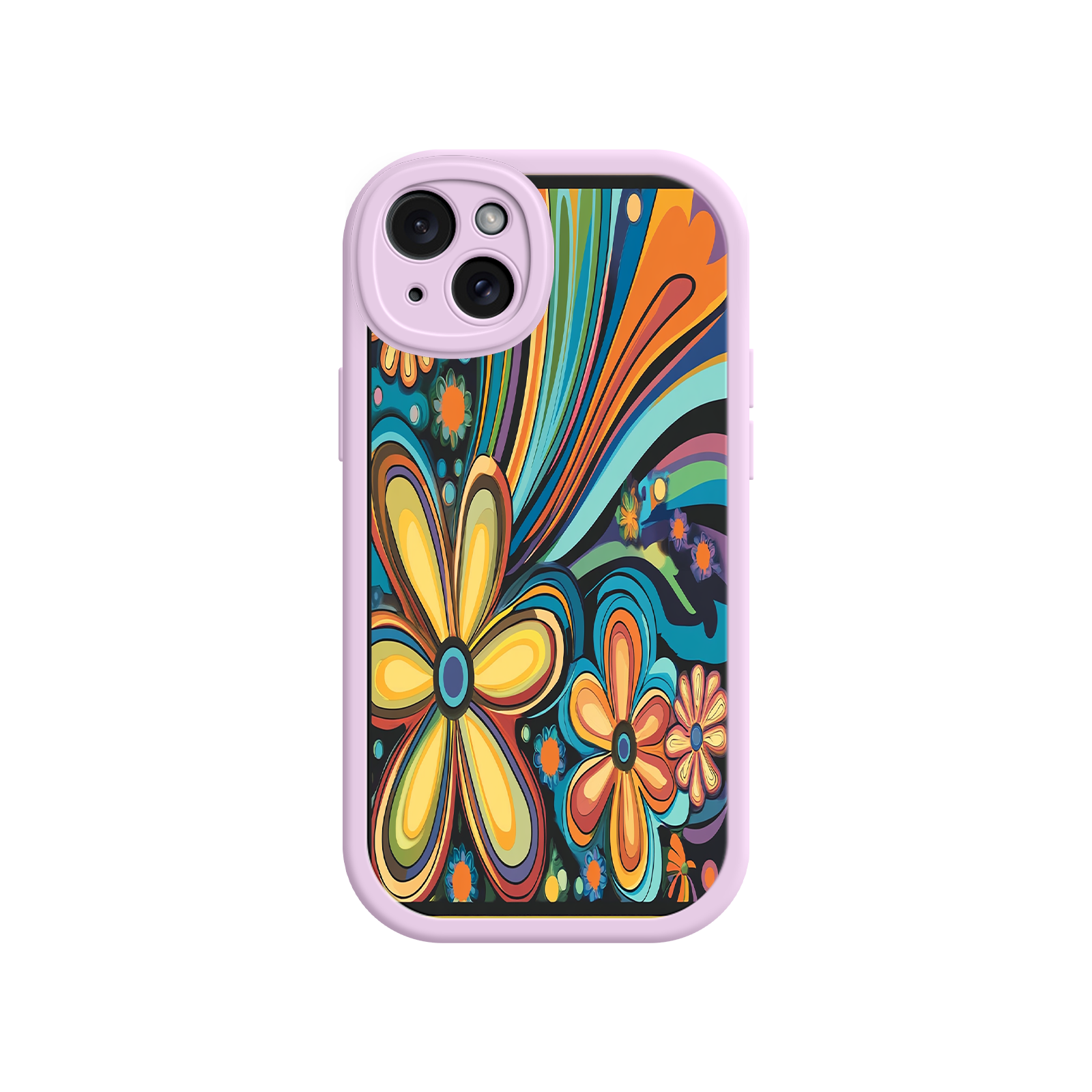 Psychedelic Floral iPhone 17 Case – Hippie Flower Power Design, 60s 70s Retro Vibes, Groovy Swirls