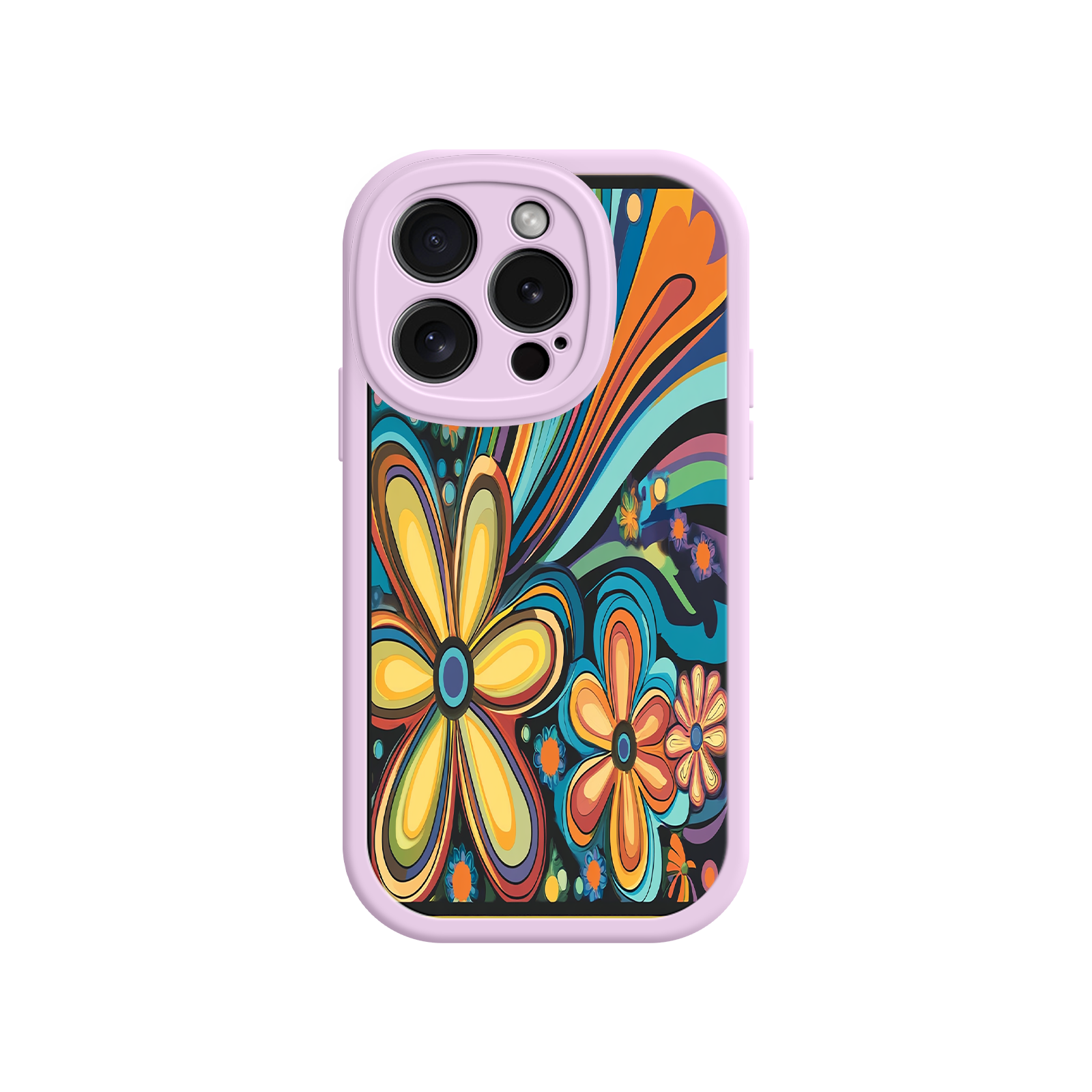 Psychedelic Floral iPhone 17 Case – Hippie Flower Power Design, 60s 70s Retro Vibes, Groovy Swirls