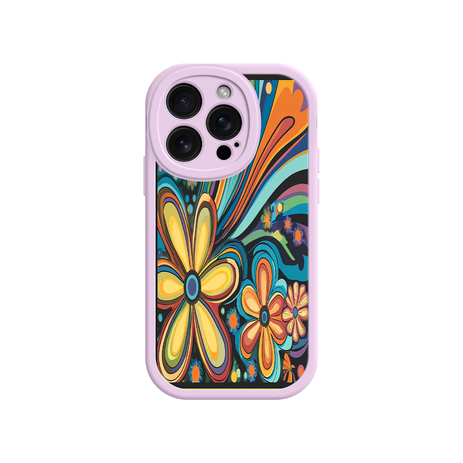 Psychedelic Floral iPhone 17 Case – Hippie Flower Power Design, 60s 70s Retro Vibes, Groovy Swirls