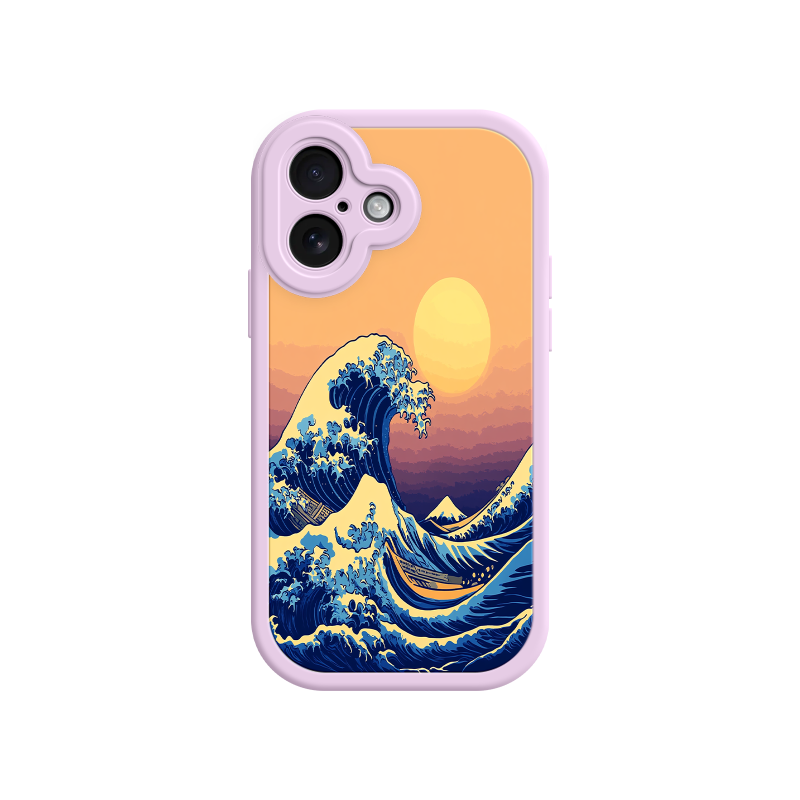 Great Wave Sunset iPhone Case – Japanese Art with Ocean & Mountain Design